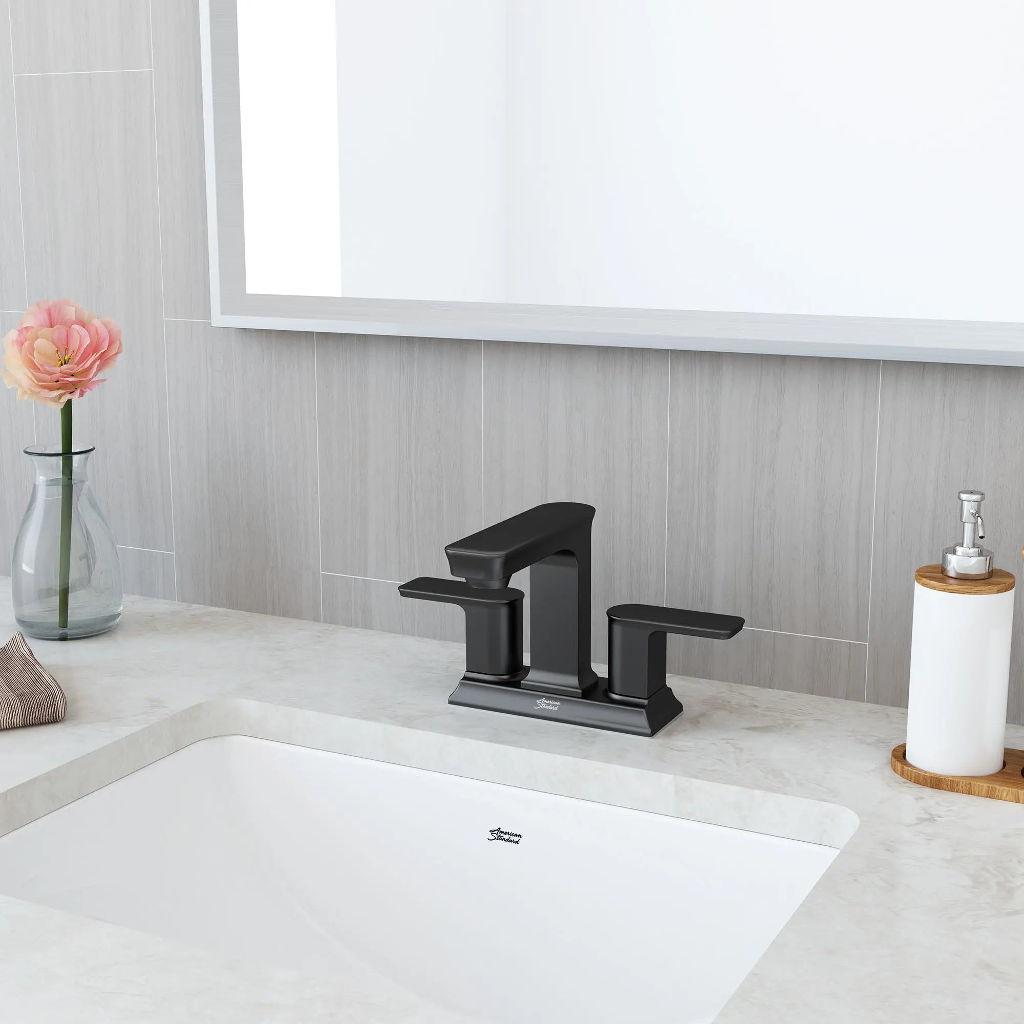 Forsey® 4 Inch Centerset 2 Handle Bathroom Faucet - 1.2 GPM/4.5 LPM Water-Saving Design with Lever Handles - Perfect for Bathroom Vanity Sink and Powder Room Installation
