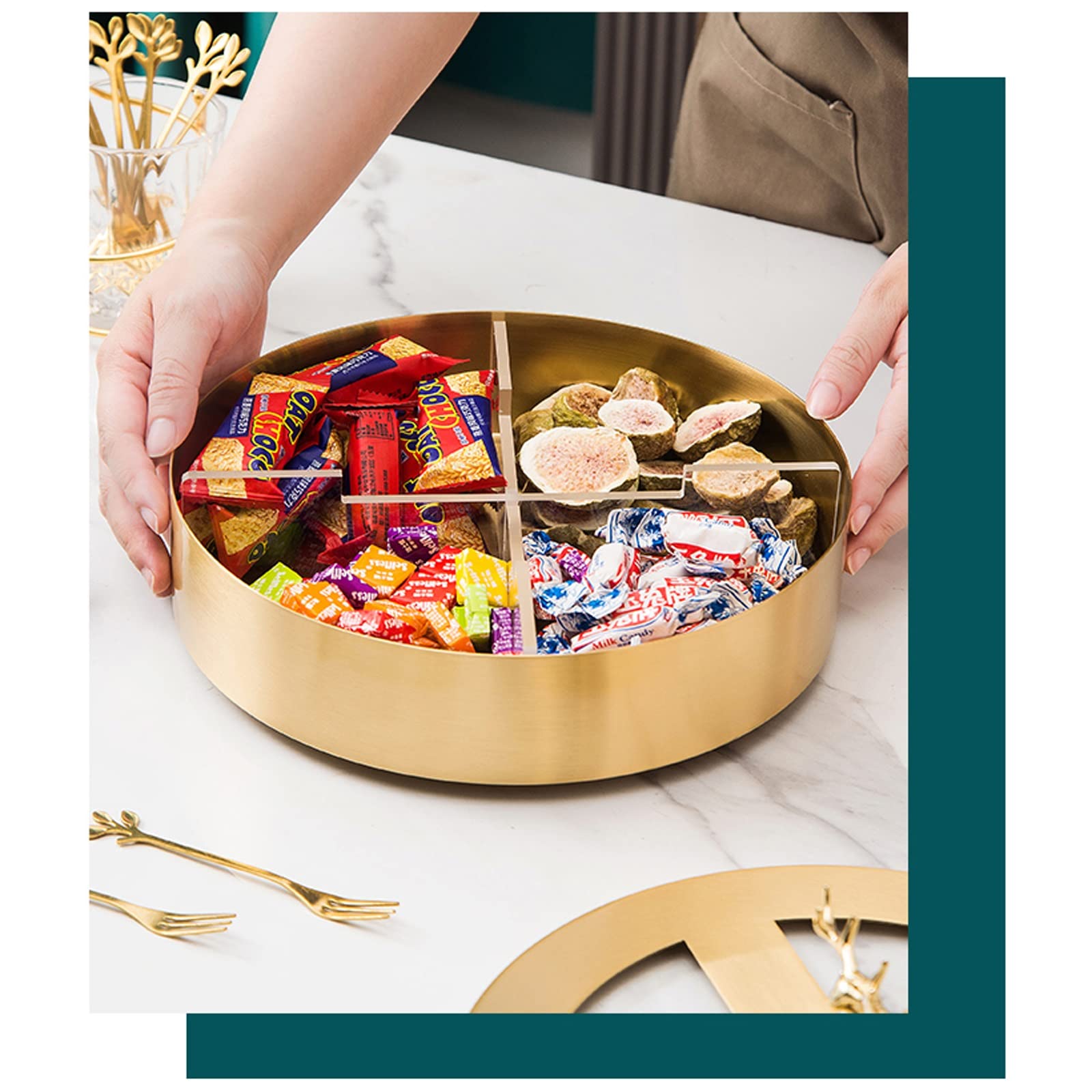 Pure Copper Fruit Bowl - Elegant Candy & Snack Tray for Living Room Coffee Table | Luxury Dried Fruit Storage Basket | Perfect for Home Decor, Entertaining Guests & Healthy Snacking