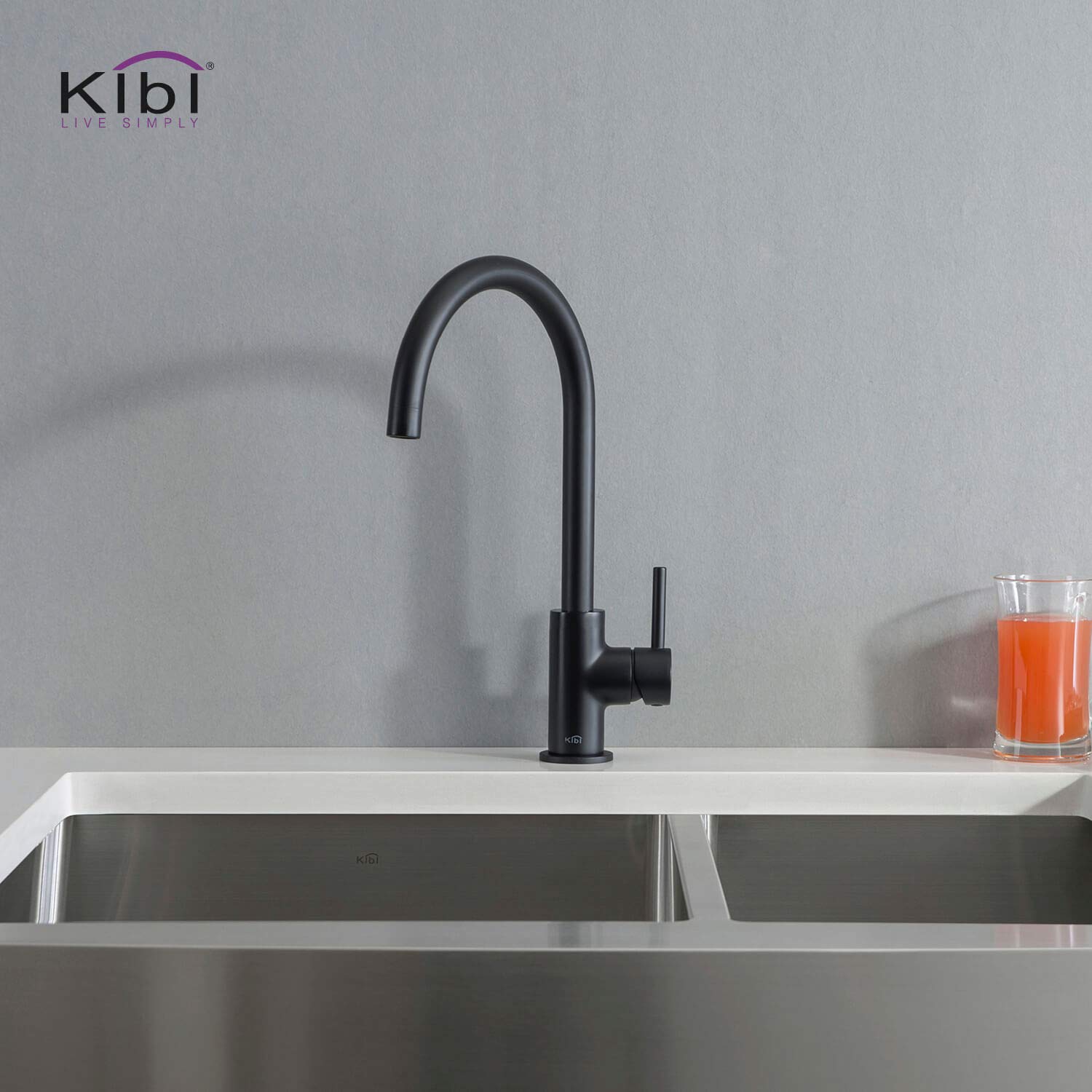 KIBI KKF2001 Matte Black High Arc Single Hole Kitchen Faucet - 360° Swivel Spout, Rust & Corrosion Resistant - Perfect for Modern Farmhouse, RV & Small Kitchen Sinks