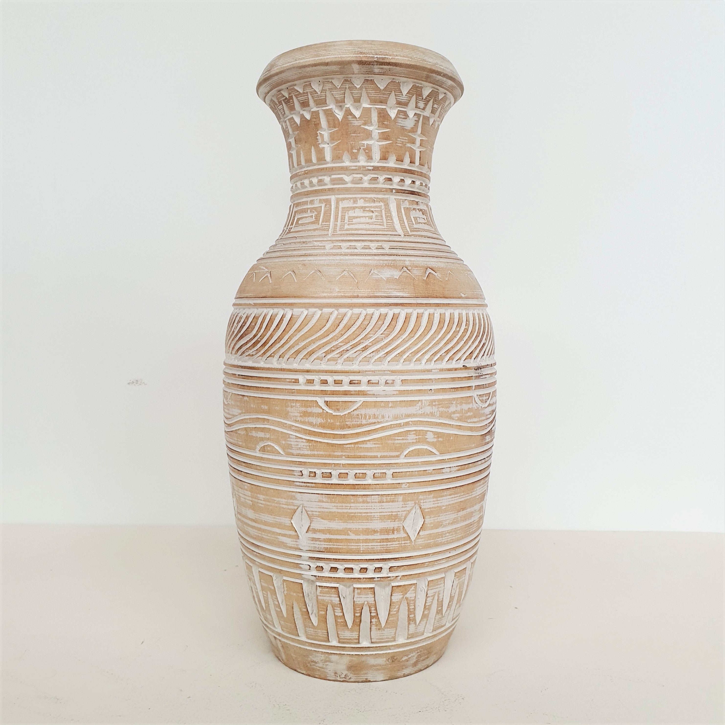Handmade Wooden Timor Vase - Natural Home Decor for Flowers, Centerpiece & Boho Style Living Room Decorations