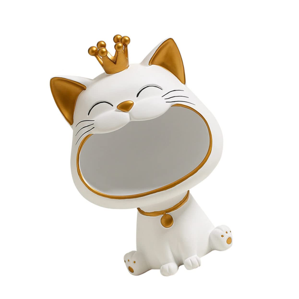Lucky Cat Jewelry Tray - White Ceramic Trinket Dish for Home & Coffee Storage