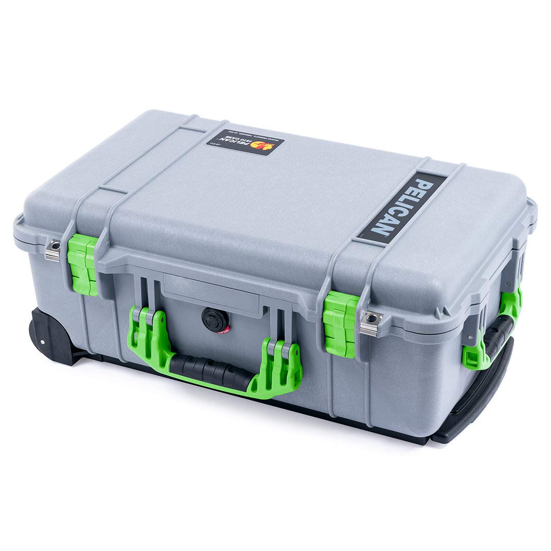 Pelican 1510 Protective Case with Foam Insert - Silver & Lime Green - Waterproof, Shockproof, Dustproof Hard Case for Camera, Electronics, Tools - Perfect for Travel, Outdoor Adventures, and Professional Use