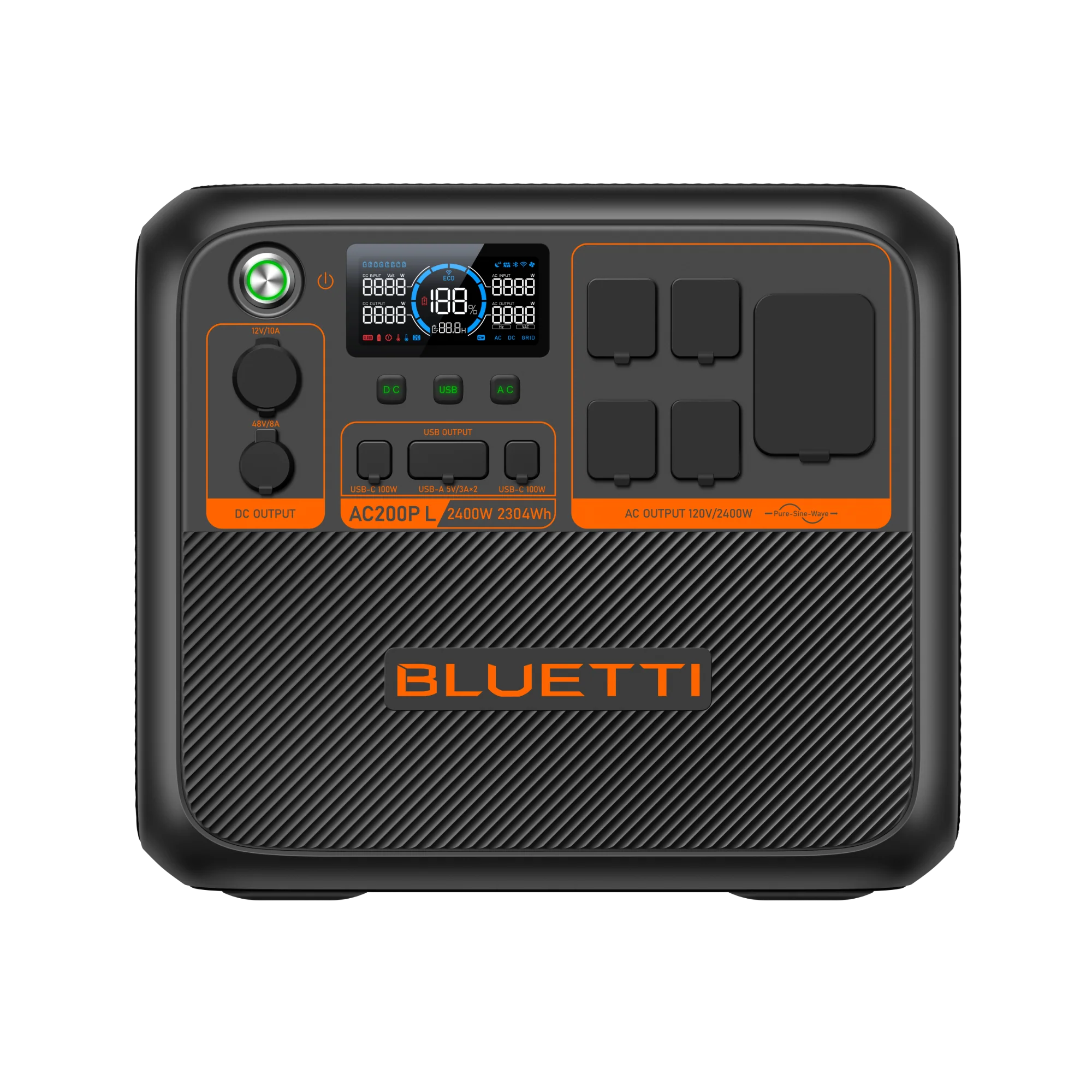 BLUETTI AC200P 2304Wh 2400W Portable Power Station with 6 AC Outlets - Solar Generator for Camping, RV, Home Backup & Emergency Power Supply
