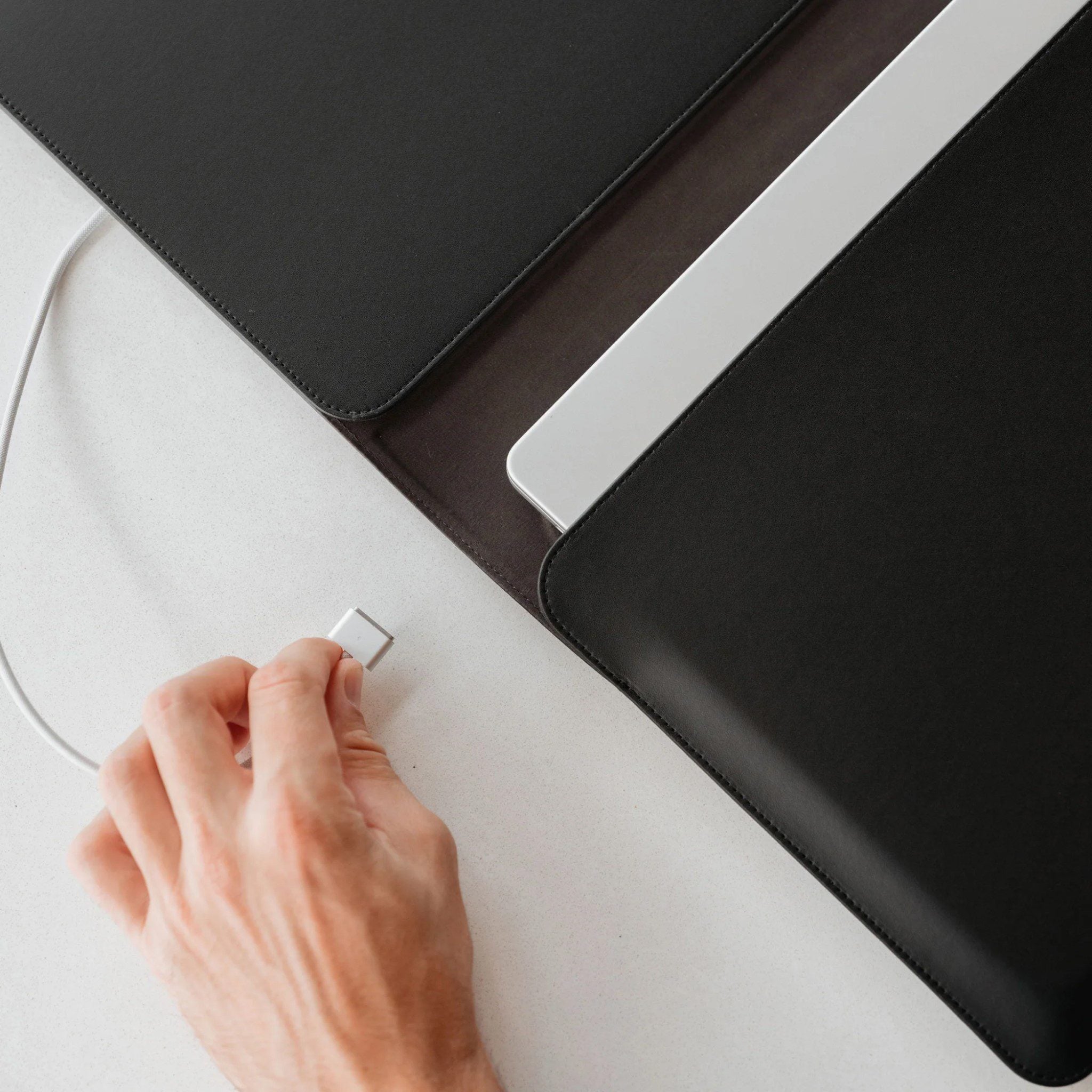 ORBITKEY Hybrid Laptop Sleeve & Desk Mat - Premium Black Protective Case for MacBook & Laptops (2 Size Options) - Perfect for Office, Travel & Home Workspace Organization