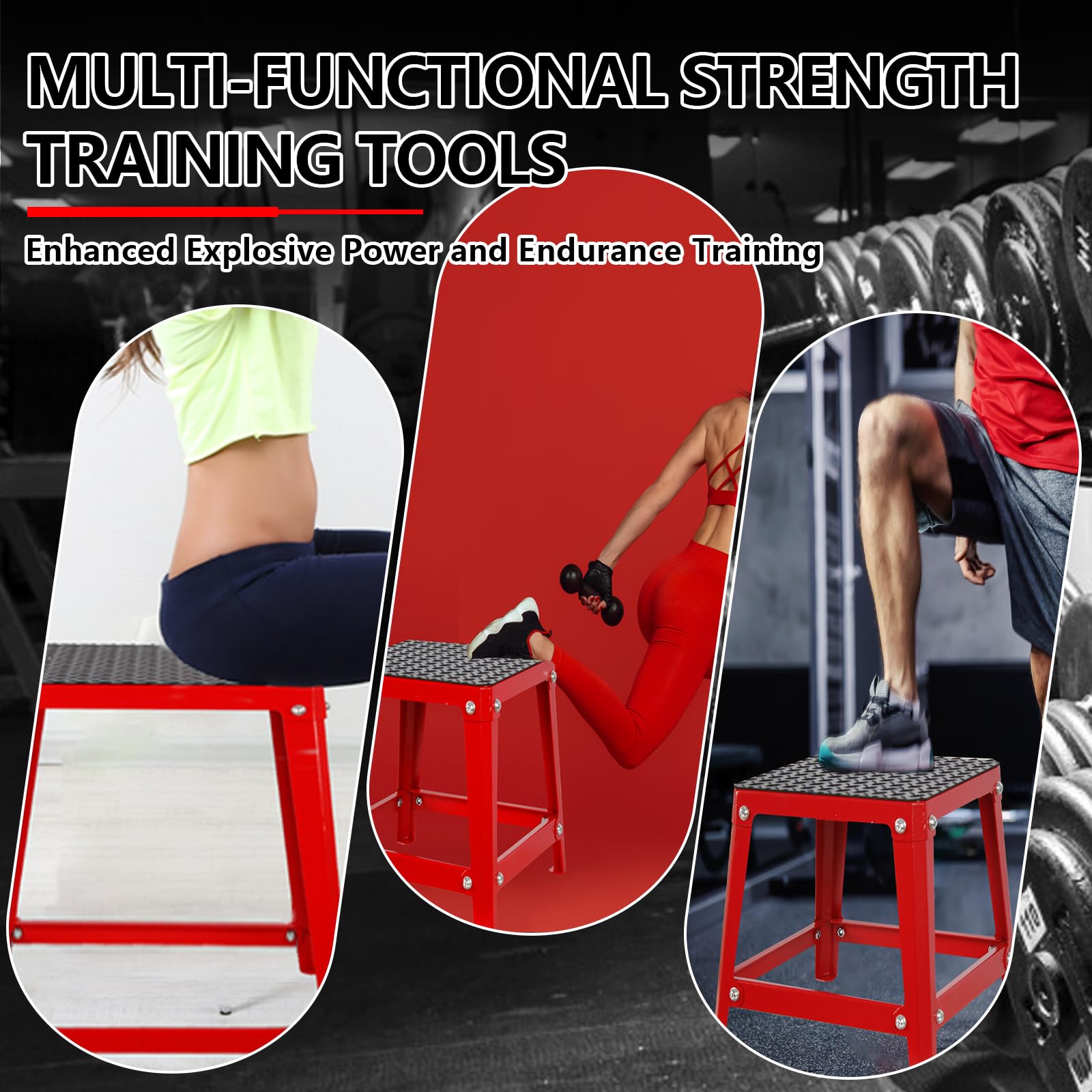 12/18/24 Inch Plyometric Jump Box - Anti-Slip Plyo Box for Exercise & Fitness Training | Home Gym Equipment for Box Jumps & Step Up Workouts | Perfect for CrossFit, HIIT & Strength Training