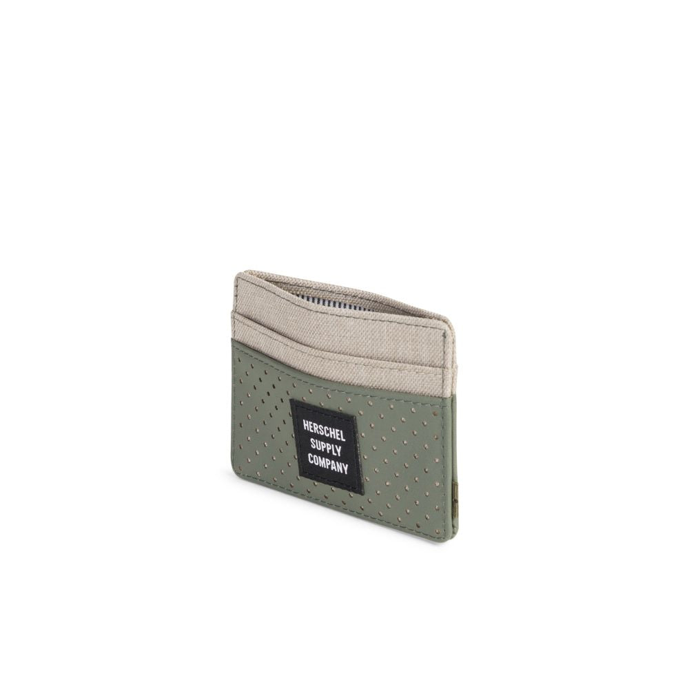 Herschel Aspect Collection Charlie Wallet - Light Khaki Crosshatch/Forest Night - Slim RFID Blocking Bifold Wallet for Men & Women - Perfect for Travel, Work & Everyday Use