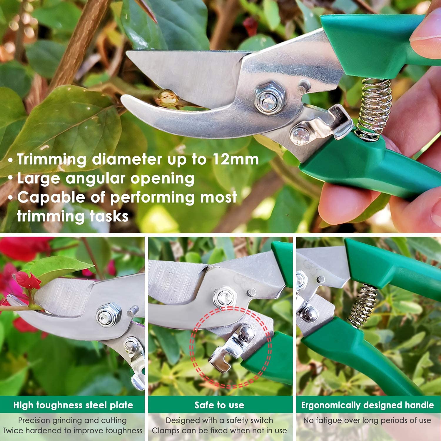 10-Piece Garden Tool Set with Carrying Case - Ergonomic Hand Tools Including Trowel, Rake, Weeder, Pruner, Shears & Sprayer - Perfect Gardening Gifts for Women & Men (Green) - Ideal for Home Gardening, Landscaping & Outdoor Planting Projects