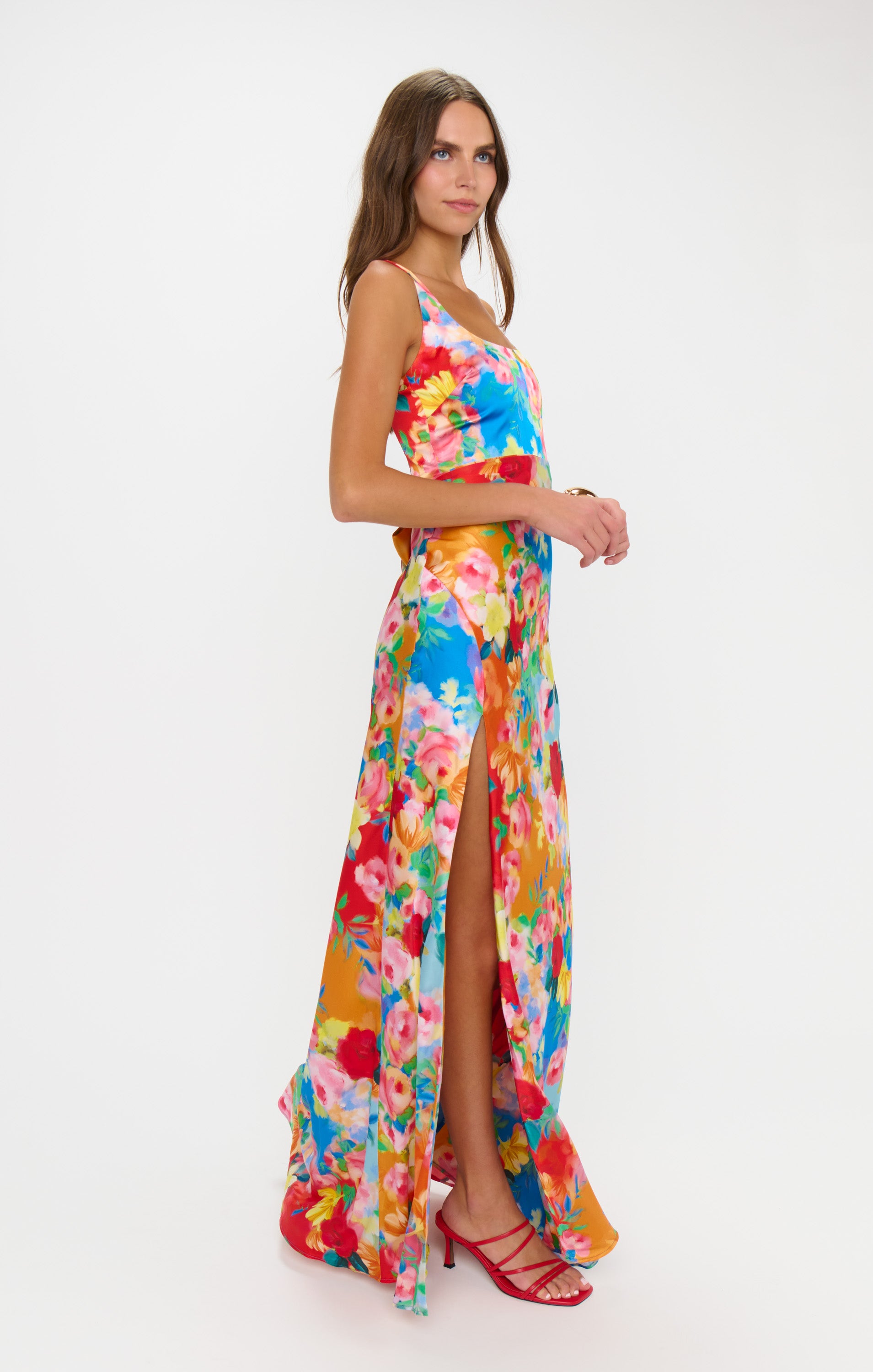 Lana Maxi Dress - Floral Sunset Print Elegant Long Dress for Women | Perfect for Garden Parties, Weddings & Summer Events