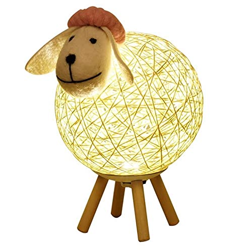 Cute LED Night Light - Creative Sheep Rattan Table Lamp with USB, Perfect for Kids Room, Bedroom & Living Room Decor | Soothing Night Light for Nursery, Reading Corner & Cozy Home Ambience