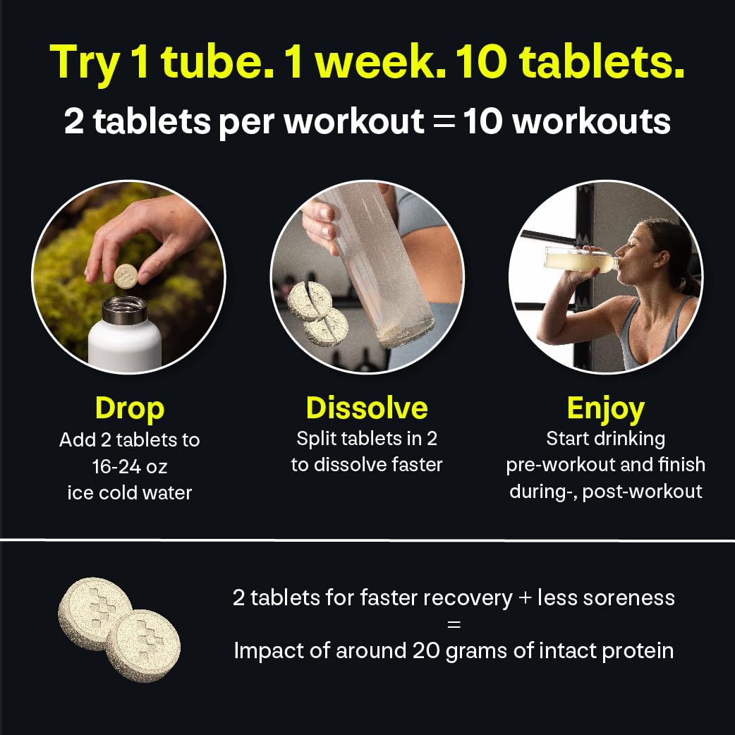 UNBROKEN Amino Energy Tablets - Essential 9 EAA & BCAA Free-Form Amino Acid Supplement for Faster Muscle Recovery & Reduced Soreness - Pre & Post Workout for Men & Women - 10 Servings Lemon Lime Flavor - Ideal for Gym, Running & Fitness Training