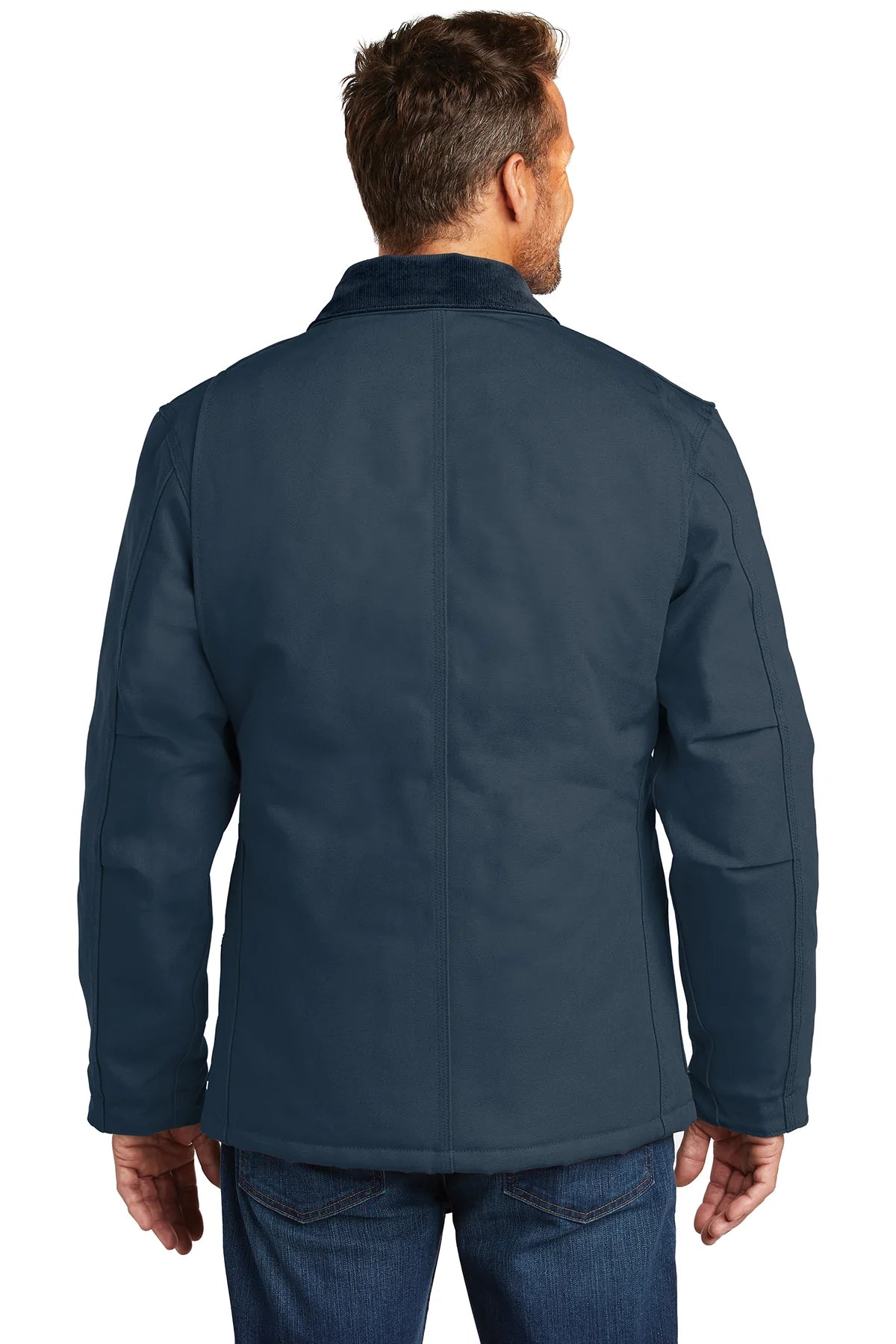 Carhartt Duck Traditional Customized Coat for Men - Heavy Duty Work Jacket in Dark Navy | Durable Outdoor Workwear for Construction, Farming & Winter Wear