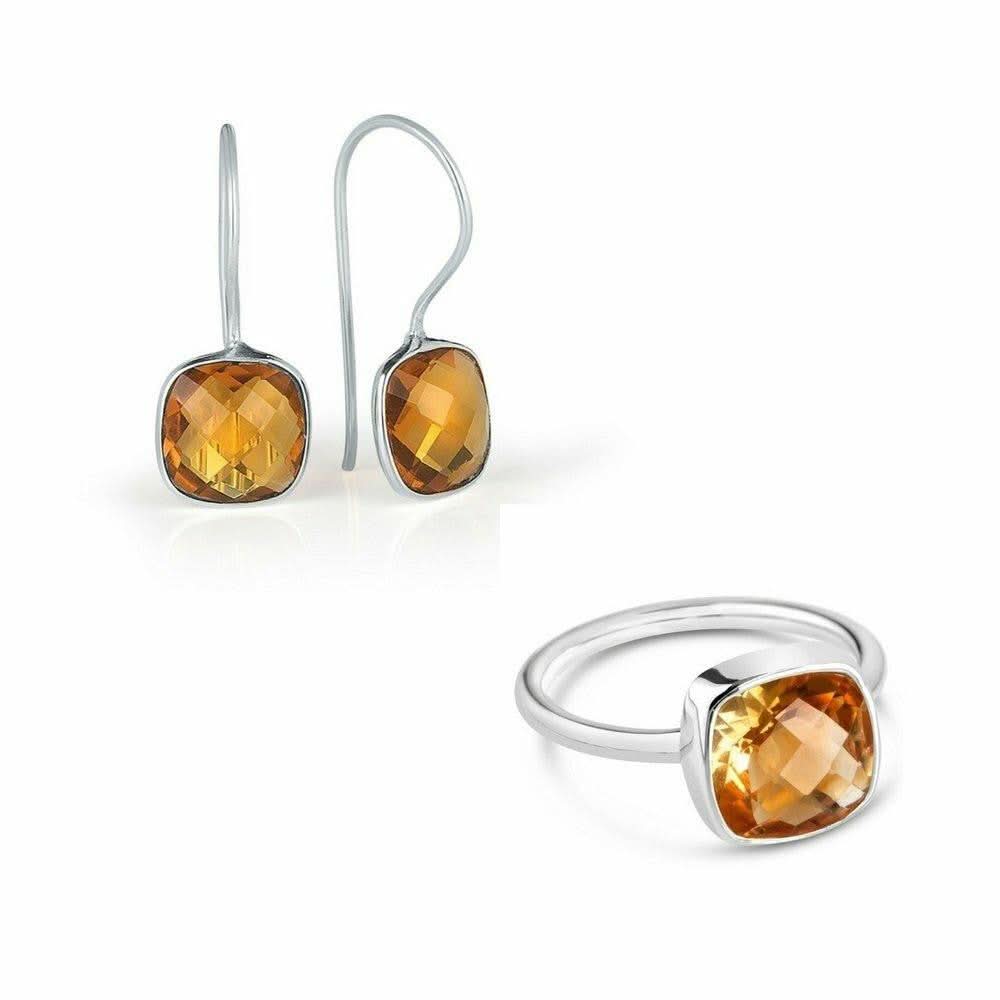 Natural Citrine Stud Earrings in Sterling Silver | Elegant Jewelry for Women, Gift for Her, Perfect for Parties & Special Occasions