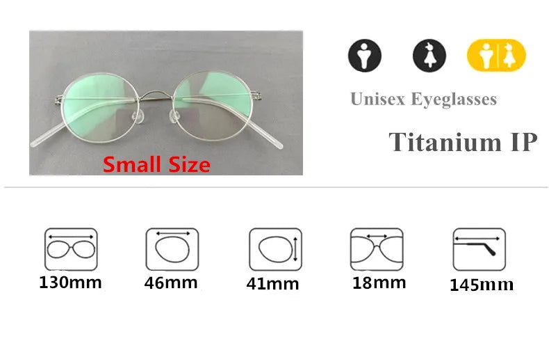 Unisex Full Rim Round Screwless Titanium Eyeglasses Frame 504520 - Lightweight Durable Glasses for Work, Reading & Everyday Wear
