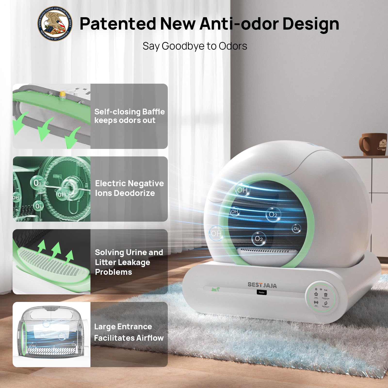 2024 Upgraded Self Cleaning Litter Box for Cats - Automatic Cat Toilet with Smart APP Control, Large 68L+9L Capacity, Includes Mat & Cleaning Tools - Perfect for Multi-Cat Homes & Busy Pet Owners (Green)