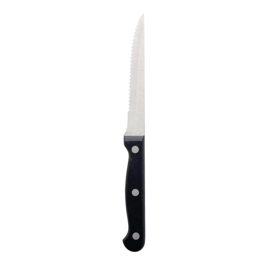 Premium Serrated Steak Knives Set - 115mm Black Handle Stainless Steel Blades - Perfect for Steak Dinners, BBQ Parties & Fine Dining Experience