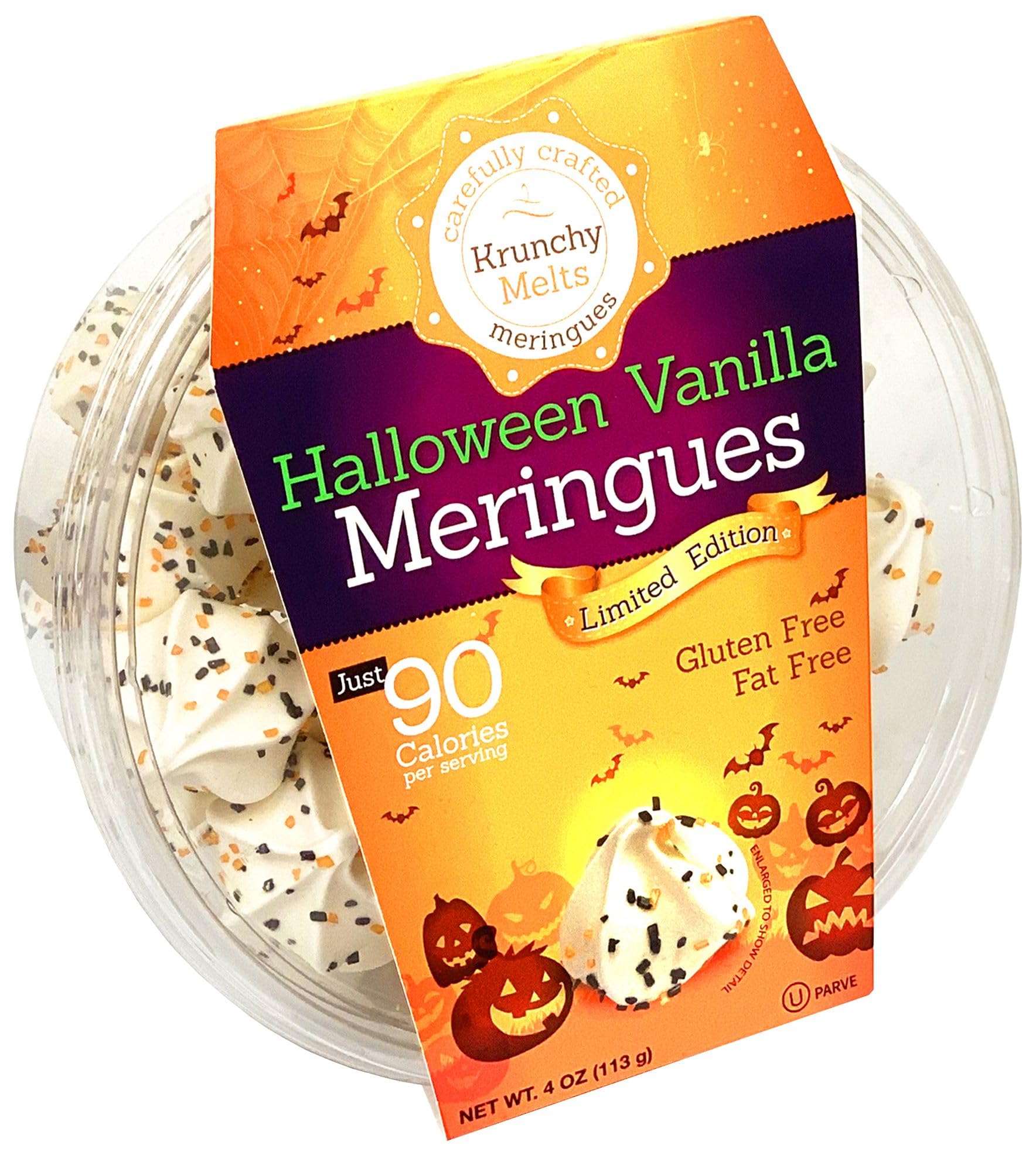 Krunchy Melts Original Meringue Cookies - Vanilla Flavor, Low Calorie (90 Cal/Serving), Fat Free, Gluten Free, Dairy Free Snacks - Perfect for Halloween Parties, Gifts & Healthy Desserts (4 Oz)