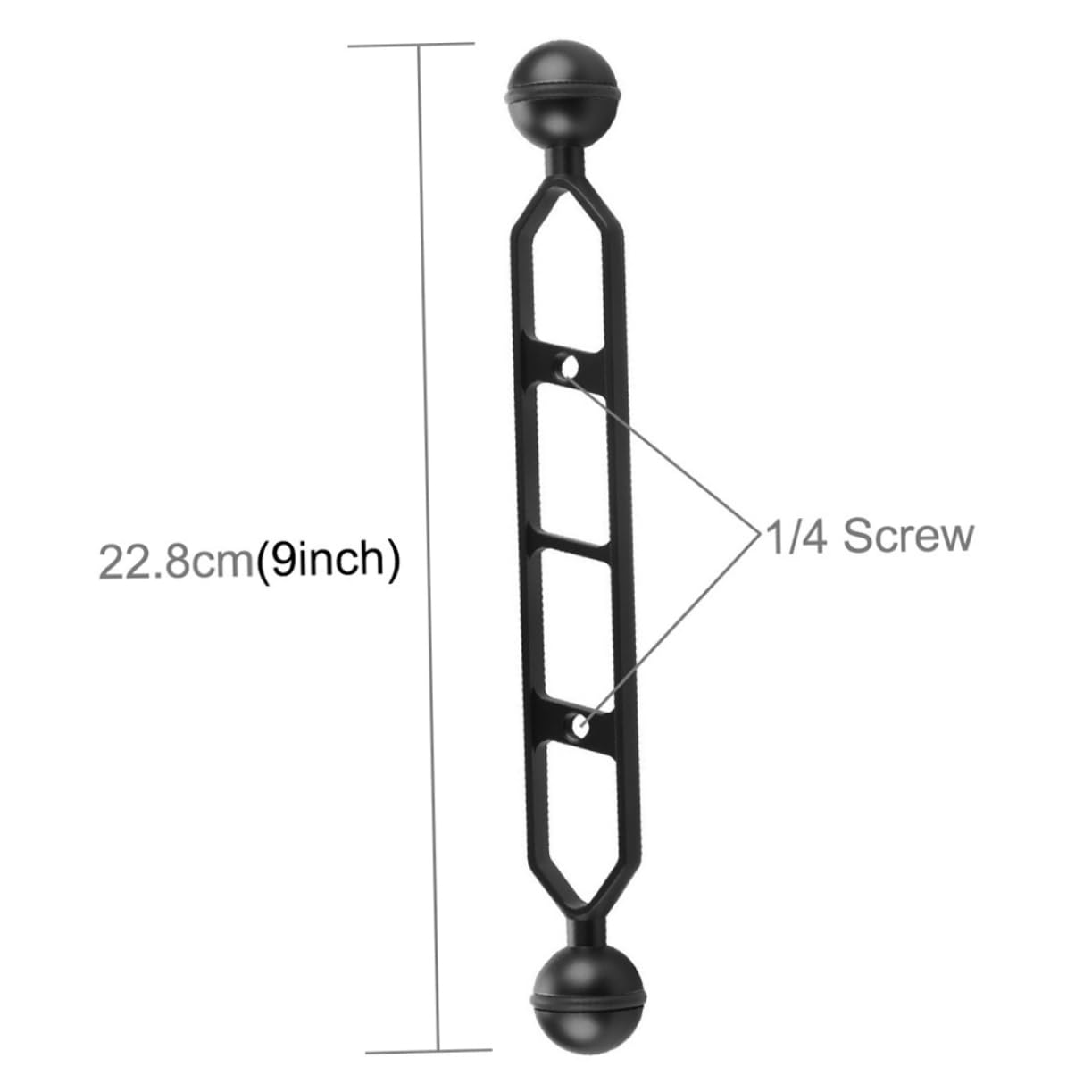OSALADI 3-Pack Aluminum Alloy Dual Ball Arms for Underwater Torch & Flashlight - Diving Photography Bracket, Fill Light Arm for Scuba, Underwater Videography & Marine Exploration