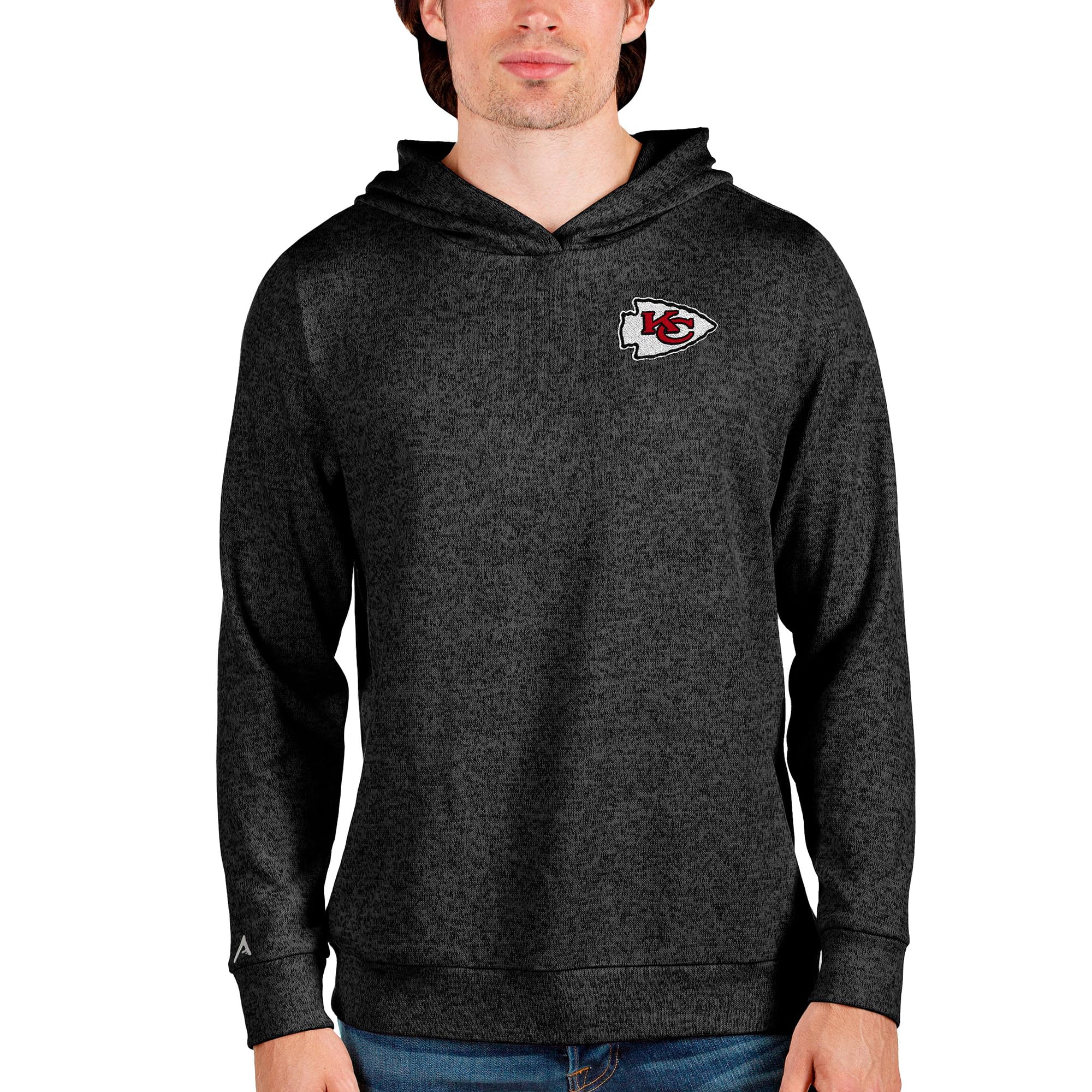 Antigua Men's Heathered Absolute Pullover Hoodie - Soft Cotton Fleece Sweatshirt for Casual Wear, Gym & Outdoor Activities