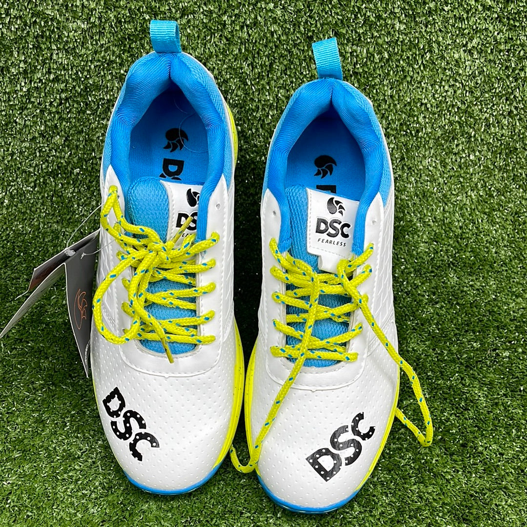DSC Jaffa 22 White & Lemon Junior Cricket Shoes - Lightweight Comfort for Young Players | Perfect for Practice & Matches