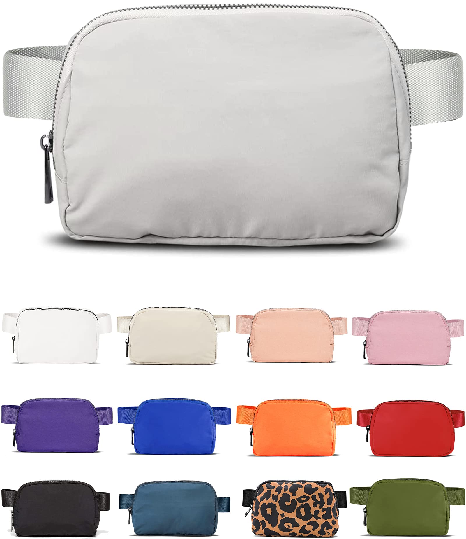 Trendy Waterproof Fanny Pack Crossbody Bag for Women & Men - Small Sling Waist Pack, Mini Belt Bag for Travel, Running, Hiking & Everyday Use - Lulu Dupe in Ash Color
