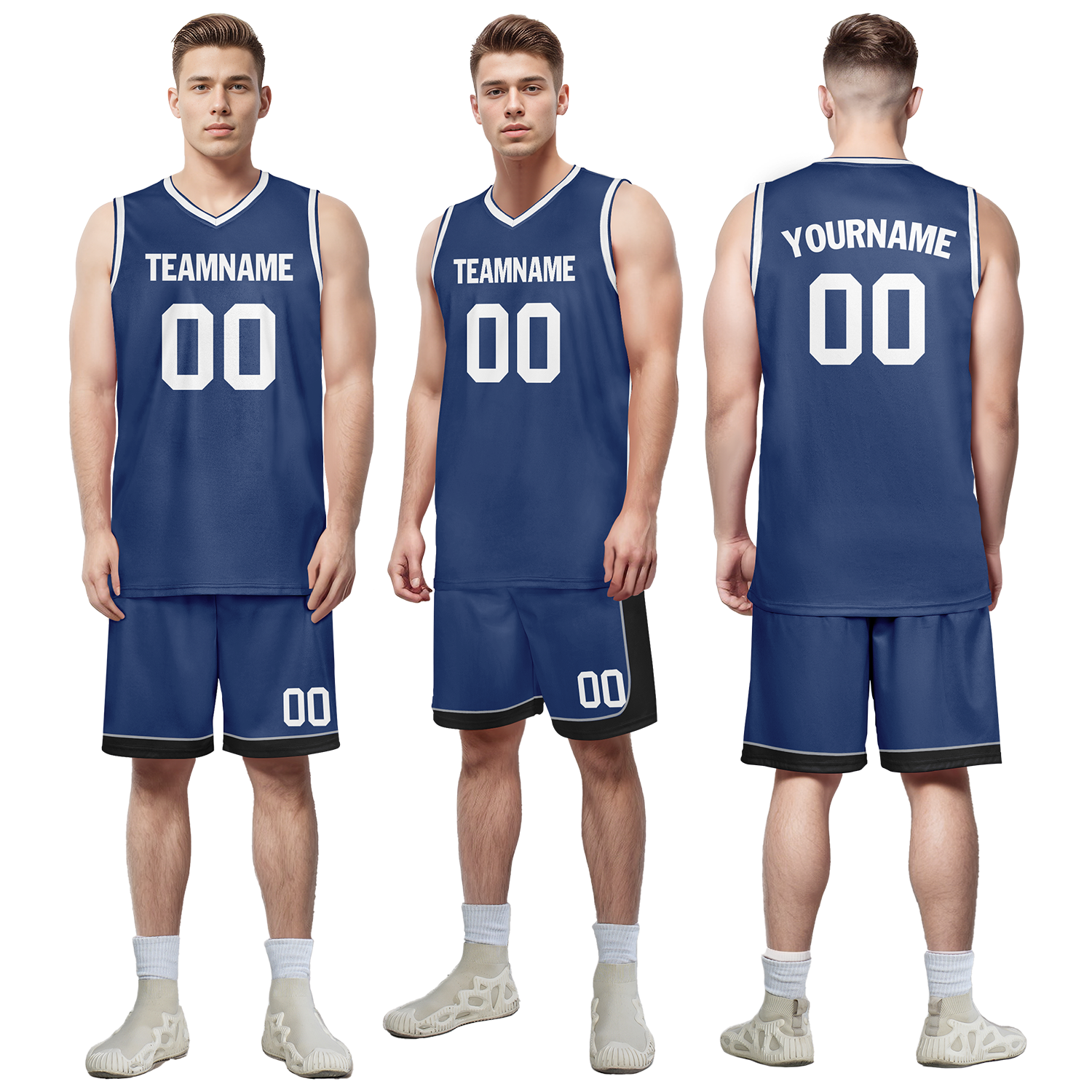 Custom Deep Blue Classic Style Basketball Jersey BBJ01 - Breathable & Lightweight for Men & Women - Perfect for Games, Practice & Fan Wear