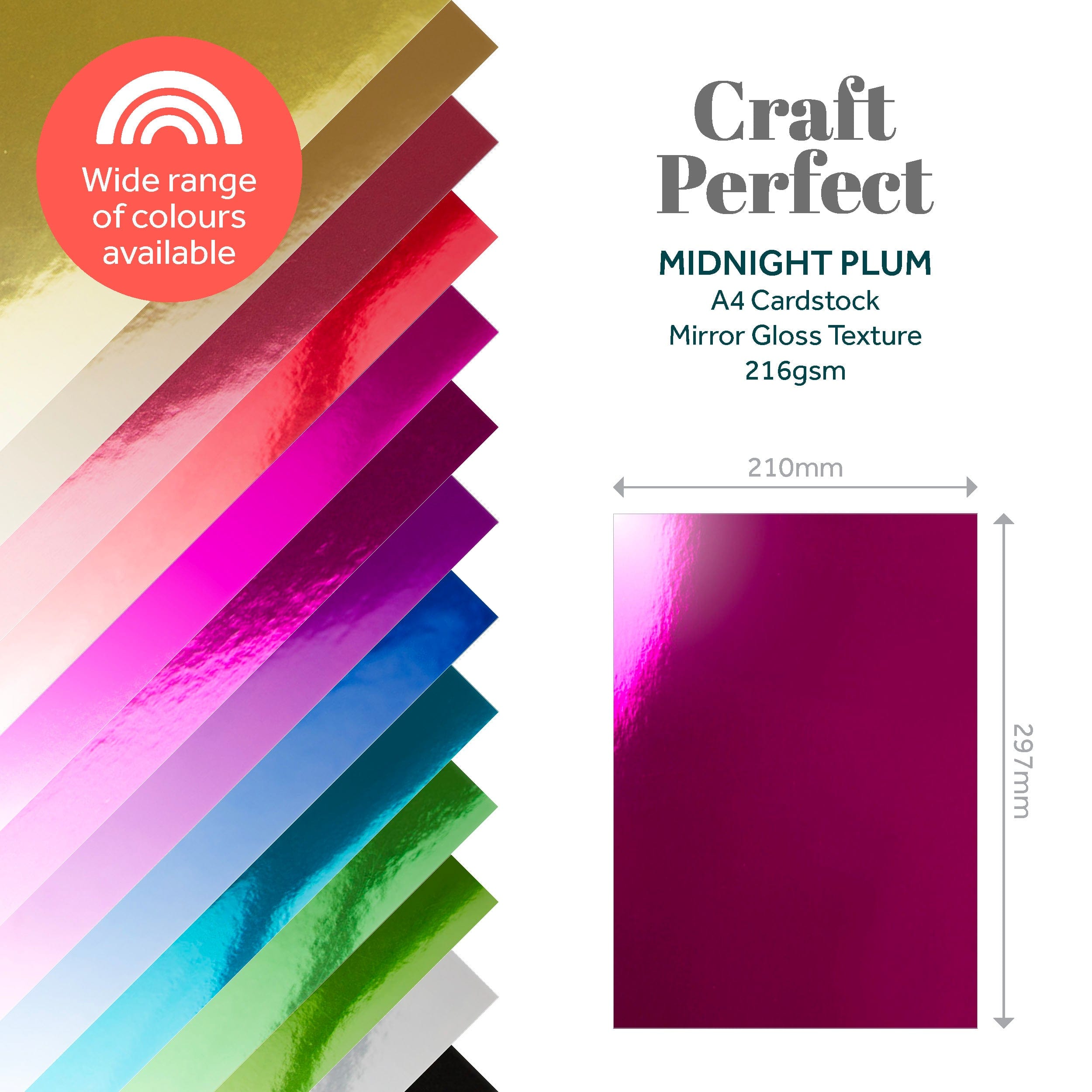 8-Pack Midnight Plum A4 Mirror Cards (8.3 x 11.7 Inches) for Scrapbooking, Card Making, and DIY Craft Projects - Premium Reflective Cardstock Paper 9445E8
