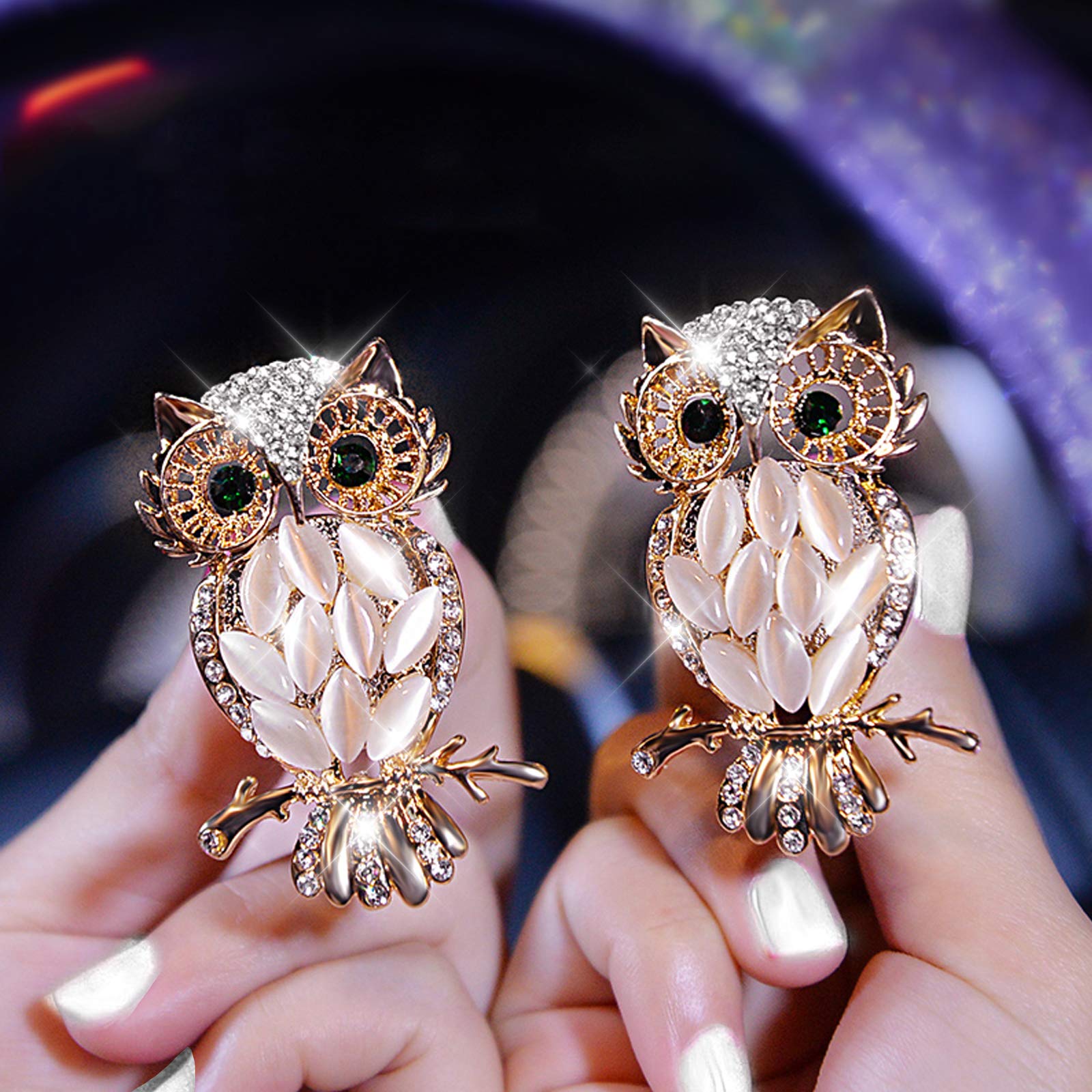 Bling Crystal Owl Car Air Vent Clip - Rhinestone Aromatherapy Essential Oil Diffuser for Women | Fashion Car Decoration Accessories | Perfect for Sedan, SUV & Office Desk Decor