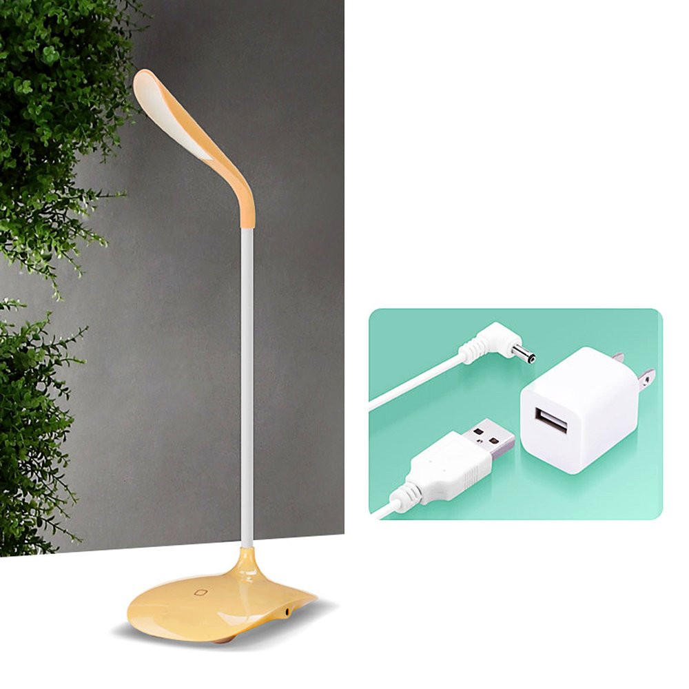 Adjustable Gooseneck LED Desk Lamp with 3-Level Dimmer & USB Charging - Eye-Caring Touch-Sensitive Table Light for Home Office, Study, Bedroom & Living Room - Portable Task Lighting by UnderReef (Yellow)