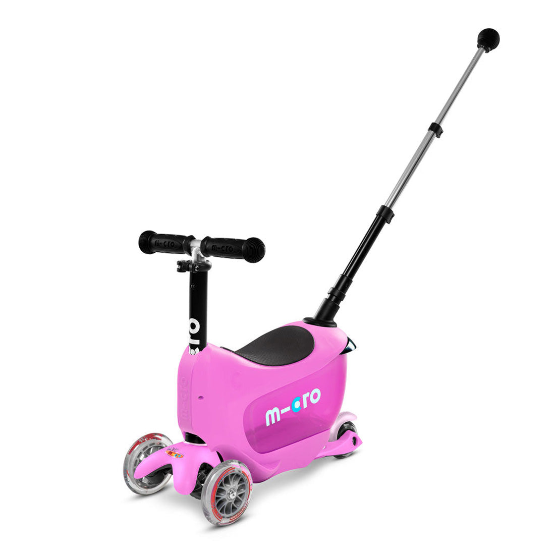 Micro Mini 2Go Deluxe Plus 3 Wheel Scooter for Kids - Lightweight Foldable Kick Scooter with Adjustable Handlebar, Pink | Perfect for School, Park & Neighborhood Rides