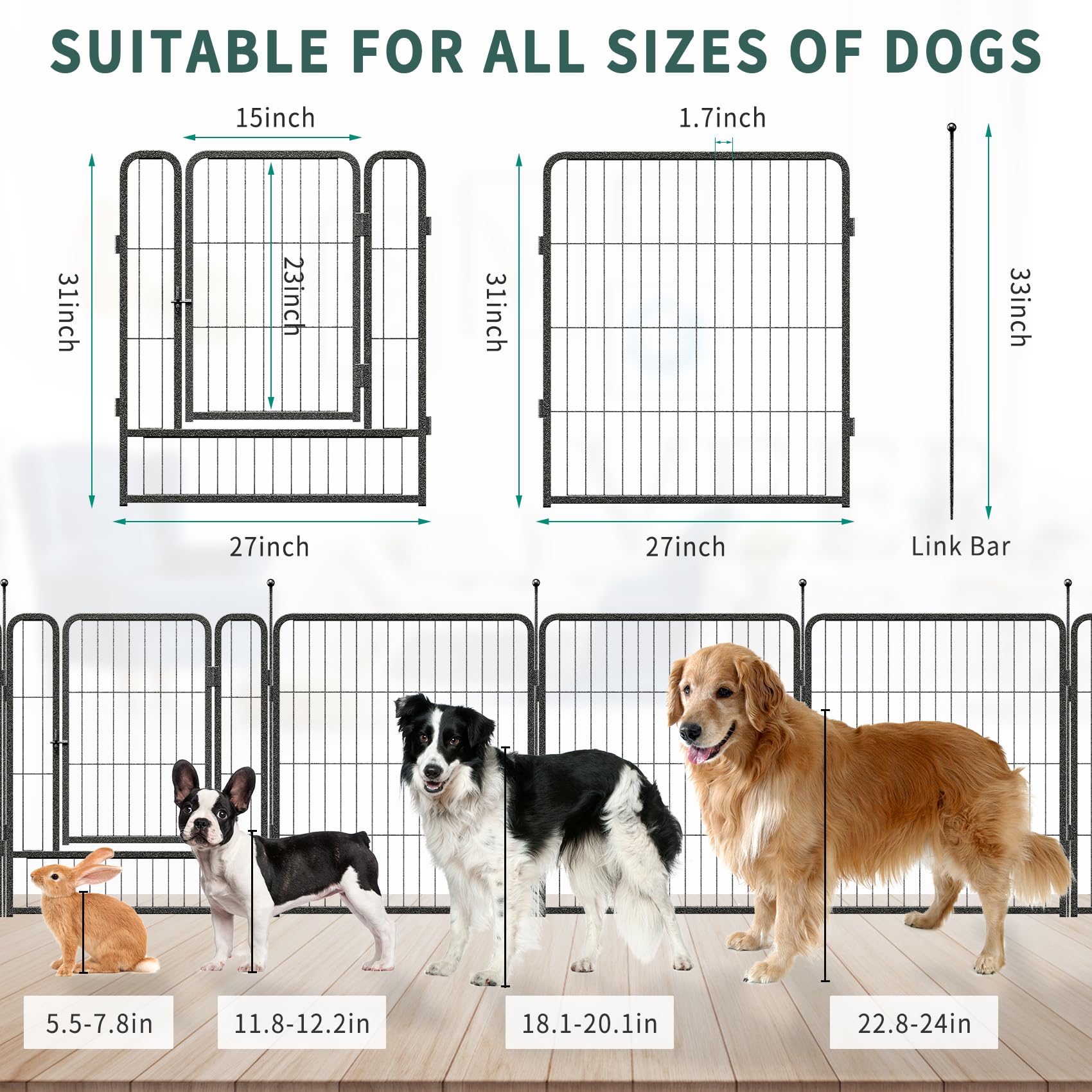 Musen 16-Panel Dog Playpen for Indoor & Outdoor Use - 32