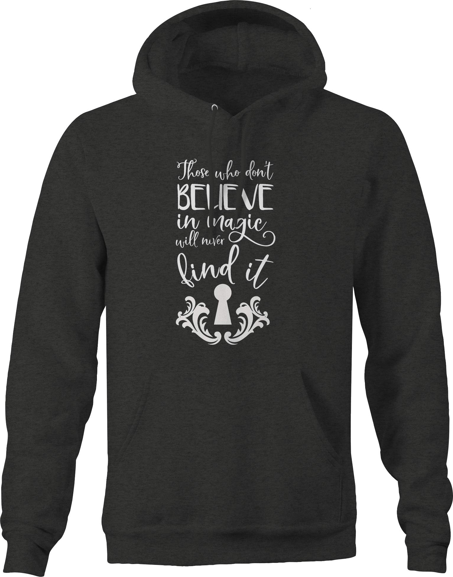 Magic Believer Hoodie for Men - Dark Grey Pullover Sweatshirt | Inspirational Quote Apparel for Casual Wear & Gift Giving