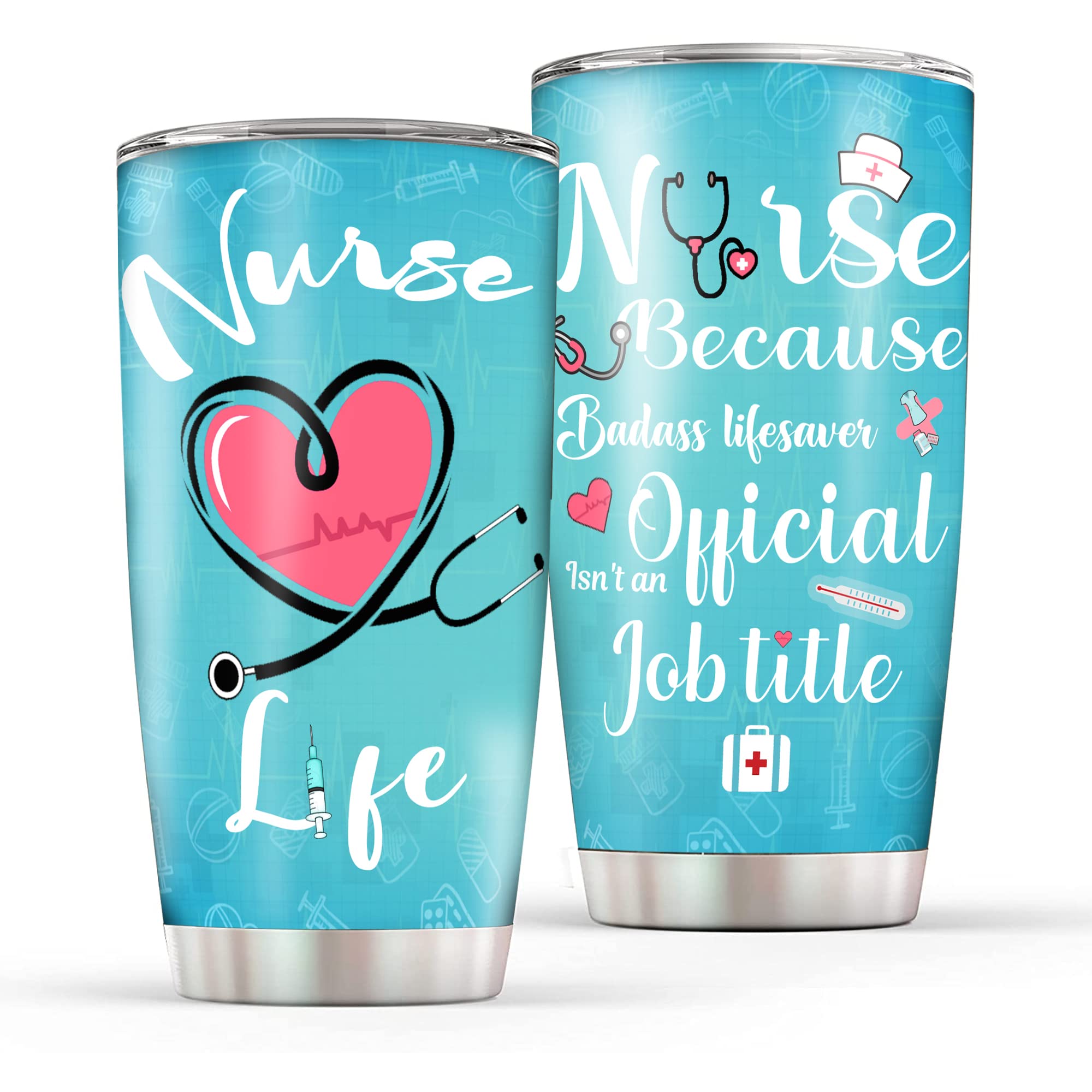 **20 oz Stainless Steel Vacuum Insulated Tumbler with Lid & Straw - Perfect Nurse Gift for Appreciation, Birthday, or Work - Double Wall Travel Mug for Coffee, Tea & Cold Drinks**    *(Use at work, hospital shifts, or outdoor adventures - keeps drinks hot/cold for hours!)*