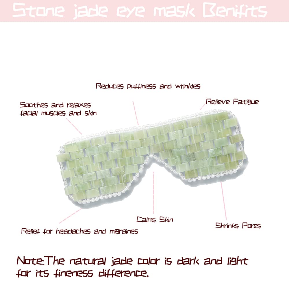 Jade Facial Ice Roller & Eye Masks Set - Cold Therapy for Puffiness Reduction, Skin Tightening & Face Lifting - Perfect for Morning Skincare Routine & Post-Workout Recovery