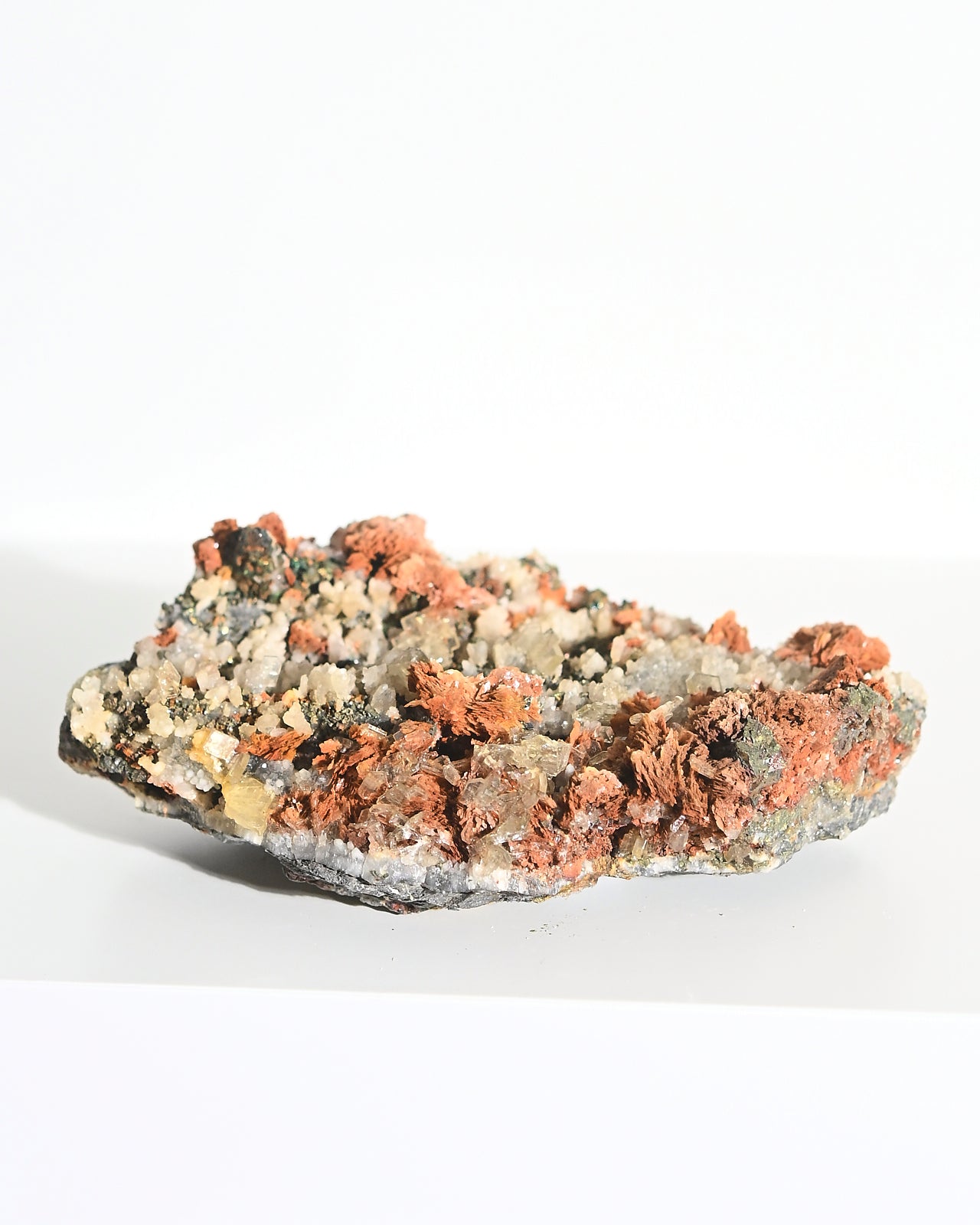 Natural Chalcopyrite Hematite Red Quartz Crystal Cluster with Galena - Healing Stones for Meditation, Reiki, and Home Decor