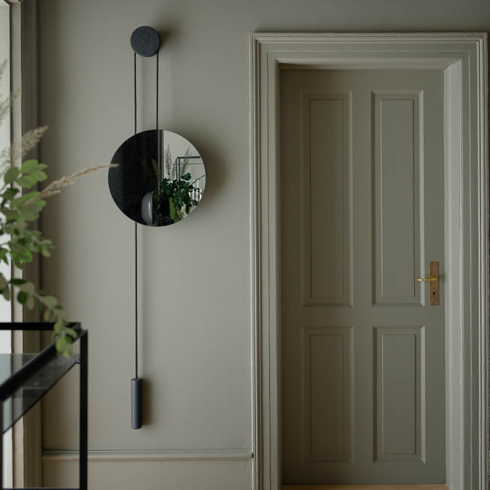 NEW WORKS Rise & Shine Wall Mirror - Handcrafted Burned Wood & Steel Frame - Perfect for Bedroom, Bathroom & Entryway Décor