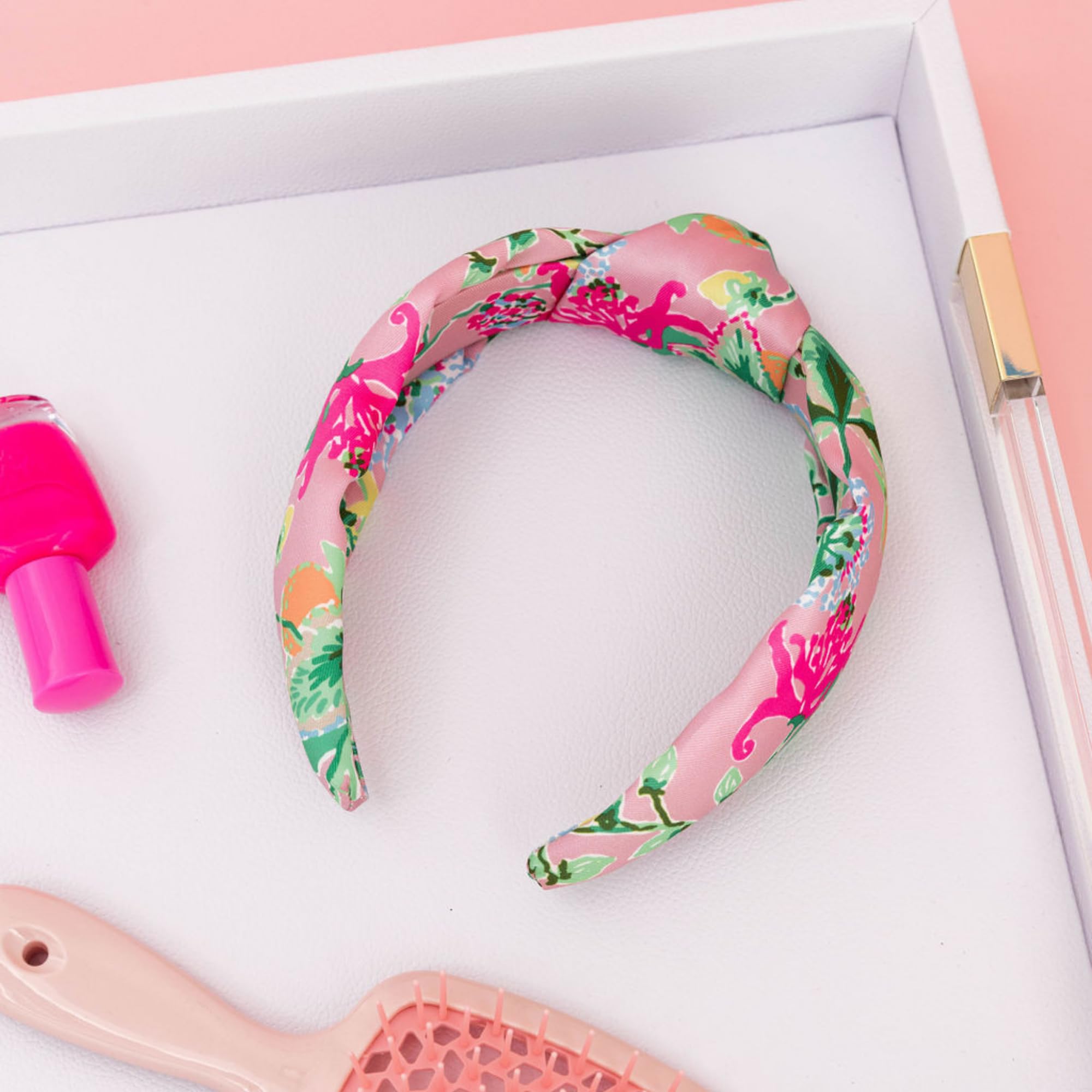 Lilly Pulitzer Pink Knotted Headband for Women & Girls - Colorful Fashion Hair Accessories for Everyday Wear, Parties & Beach Outfits