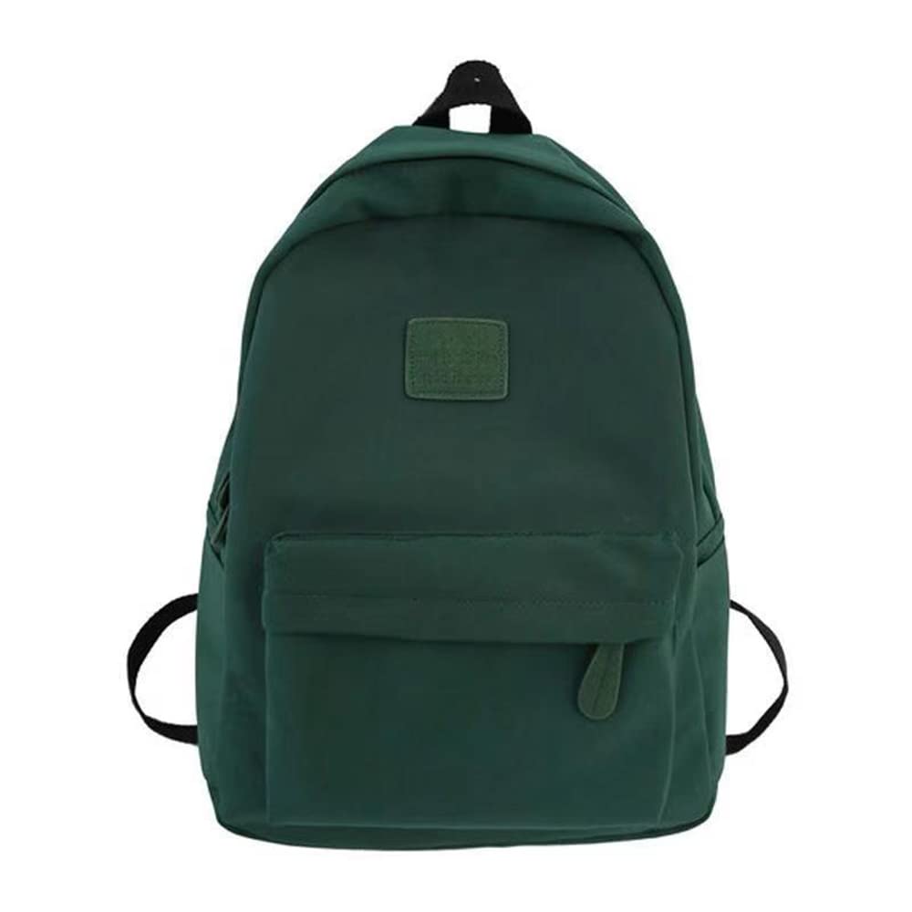 Vintage School Backpack for Girls - Simple Solid Color Campus Bookbag with Large Capacity (12.2x7.1x15.7in) - Perfect for School, Travel & Laptop Carrying (Green)