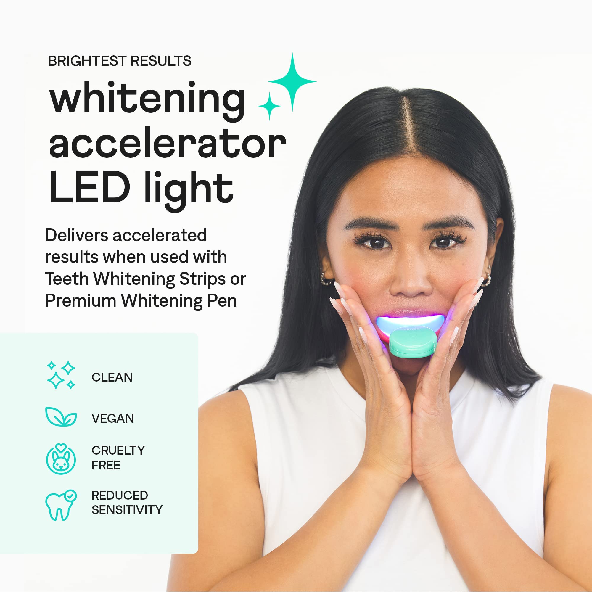 Zimba Teeth Whitening LED Light Kit with 14 Professional-Grade Whitening Strips (Coconut Flavor) - At-Home Teeth Whitening for Brighter Smile, Perfect for Weddings & Special Events