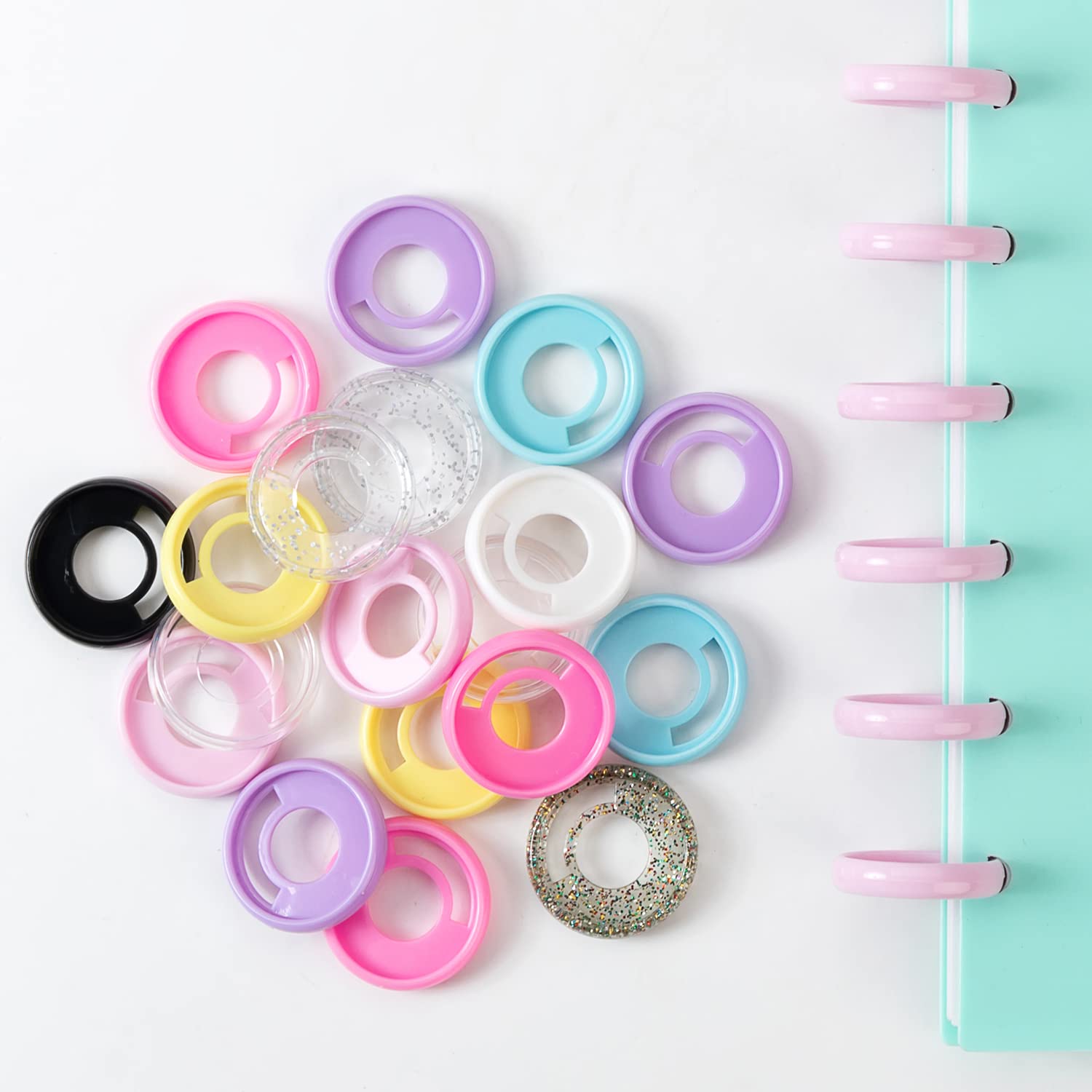 Heart-Shaped Plastic Discbound Binding Rings for Notebooks & Planners - Metallic Yellow | DIY Planner Accessories, School Supplies, Office Organization