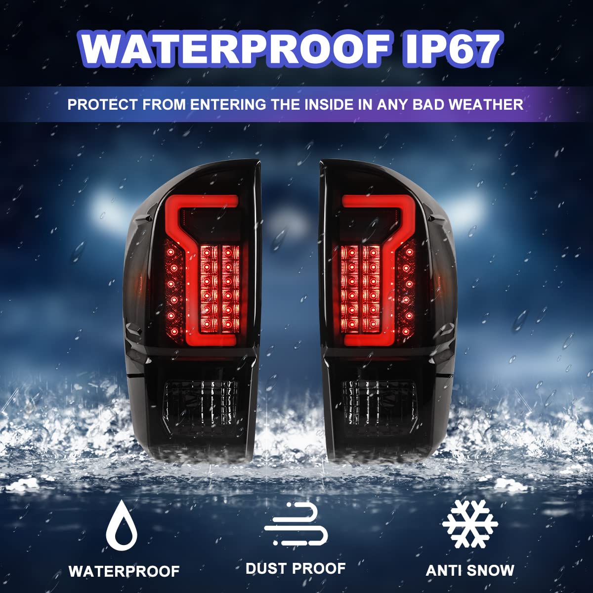Nixon Offroad LED Tail Light Assembly for 2016-2021 Toyota Tacoma - Smoked Lens Black Housing w/ LED Turn Signal, Running & Brake Lights | Enhanced Visibility & Style for Off-Road Adventures & Night Driving