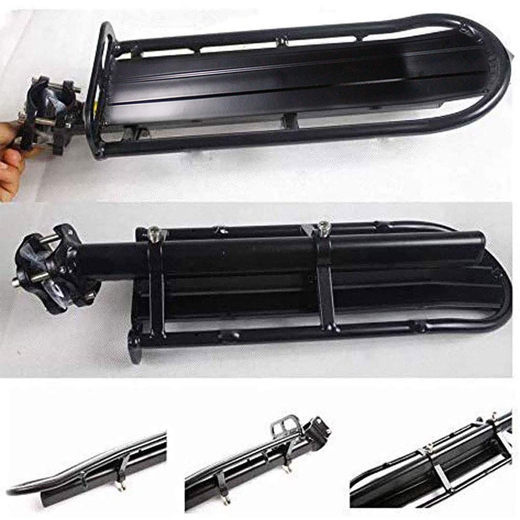 Adjustable Bike Cargo Rear Rack - Retractable Bicycle Luggage Carrier for Mountain/Road Bikes - Heavy Duty Black Bike Rack for Commuting, Touring & Outdoor Adventures
