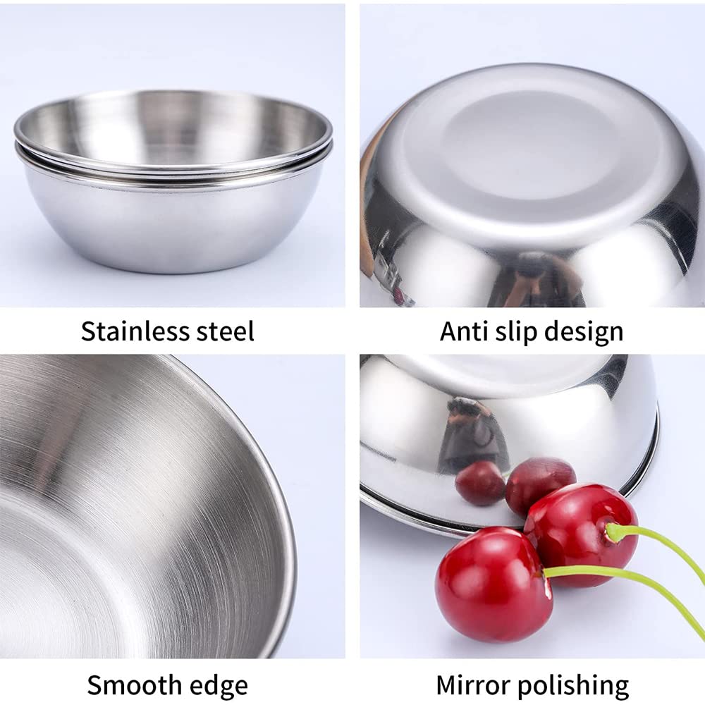 2-Pack Stainless Steel Sauce Bowls - Small Round Dipping Dishes for Sushi, Pickles & Appetizers | Perfect for Restaurants, Home Kitchens & Party Serving