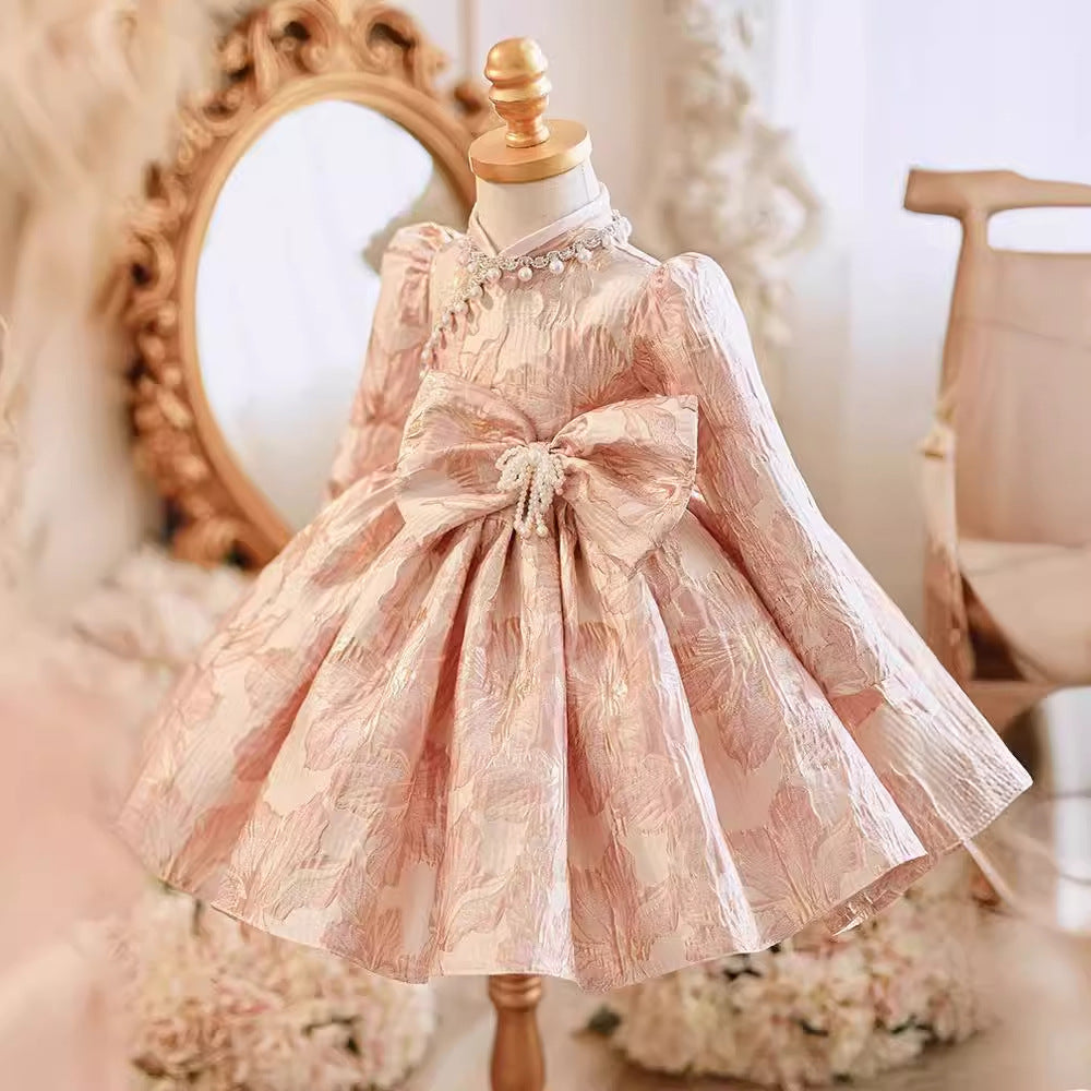 Adorable Baby Girl's Long Sleeve Princess Dress for Birthday Party | Elegant Toddler Formal Wear | Perfect for Special Occasions, Photo Shoots & Holiday Celebrations