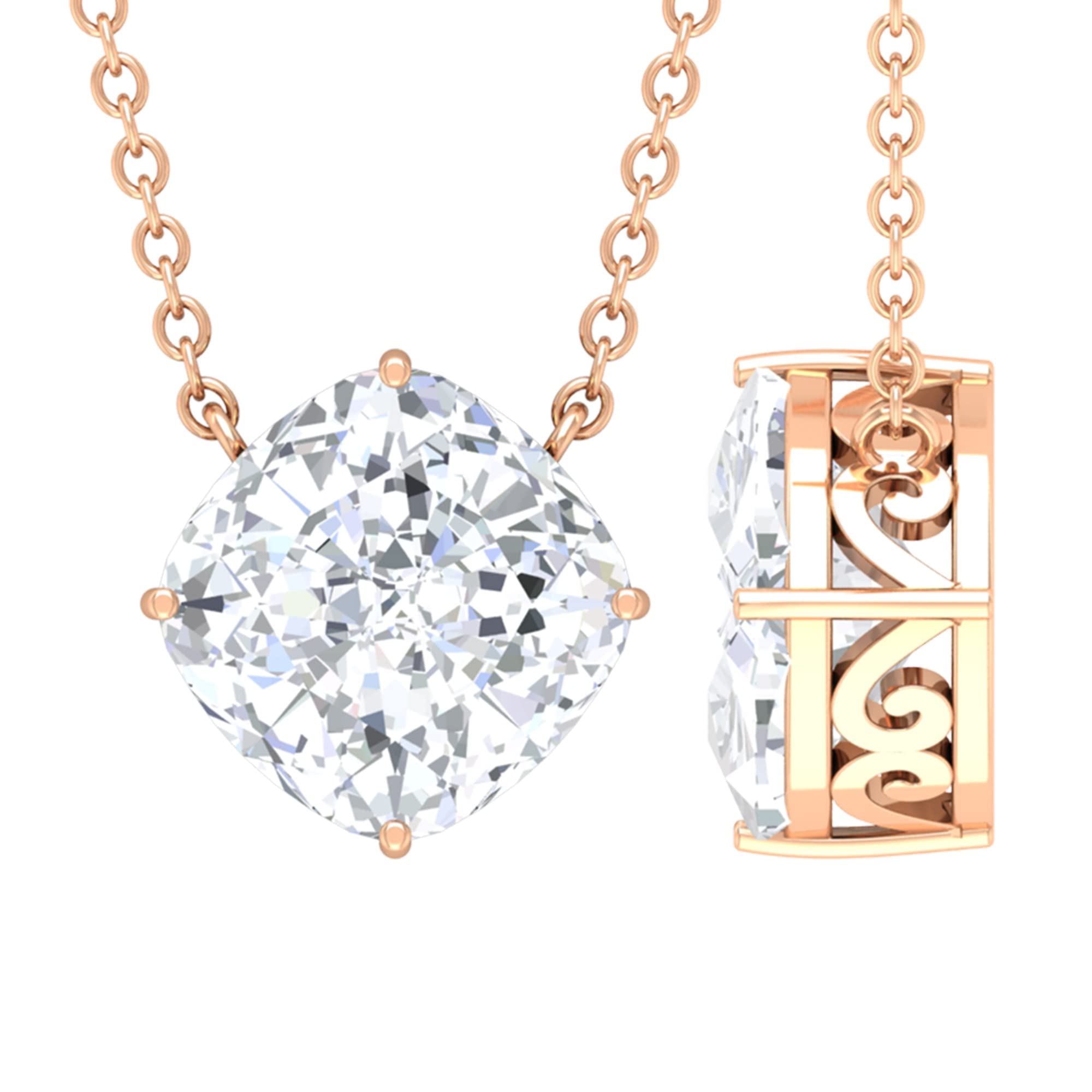 3.25 CT Cushion Cut Moissanite Solitaire Necklace for Women - 14K Solid Gold Minimalist Pendant with Chain - Perfect for Weddings, Anniversaries & Everyday Elegance