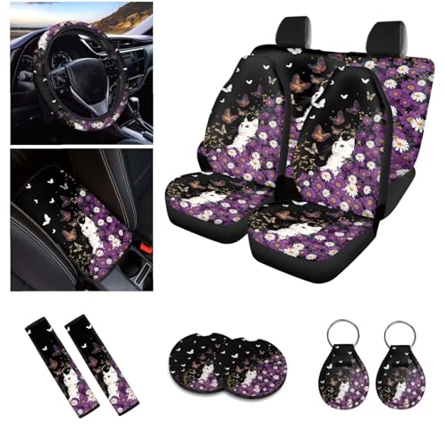 Cat Daisy Butterfly - Black and Purple