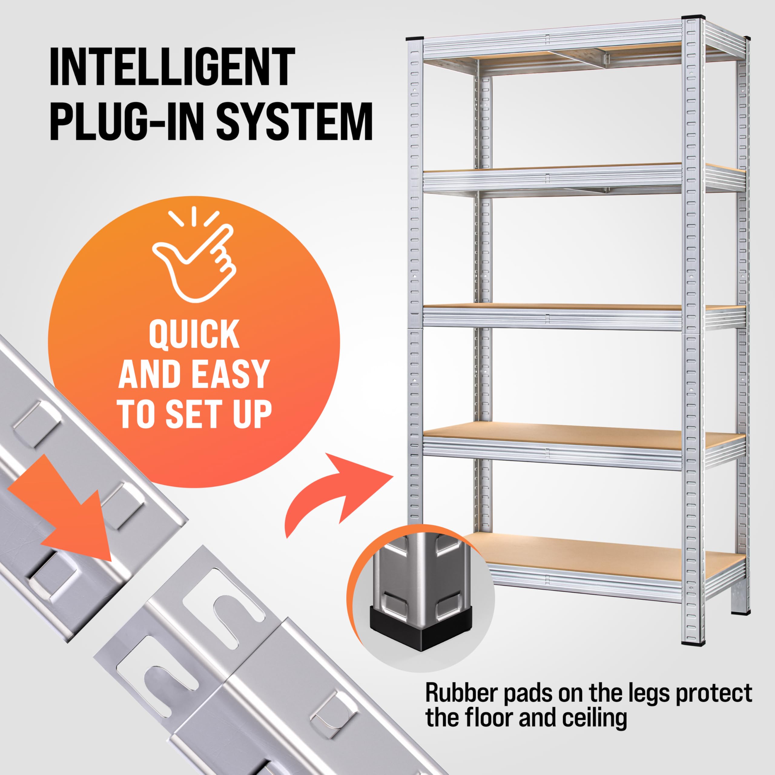 Monzana® 2-Pack Heavy Duty 5-Tier Garage Shelving Units - 180x90x60cm, 875kg Capacity - Boltless MDF Panel Storage Racks for Basement, Workshop & Garage Organization - Galvanized Steel Shelves for Home & Commercial Use