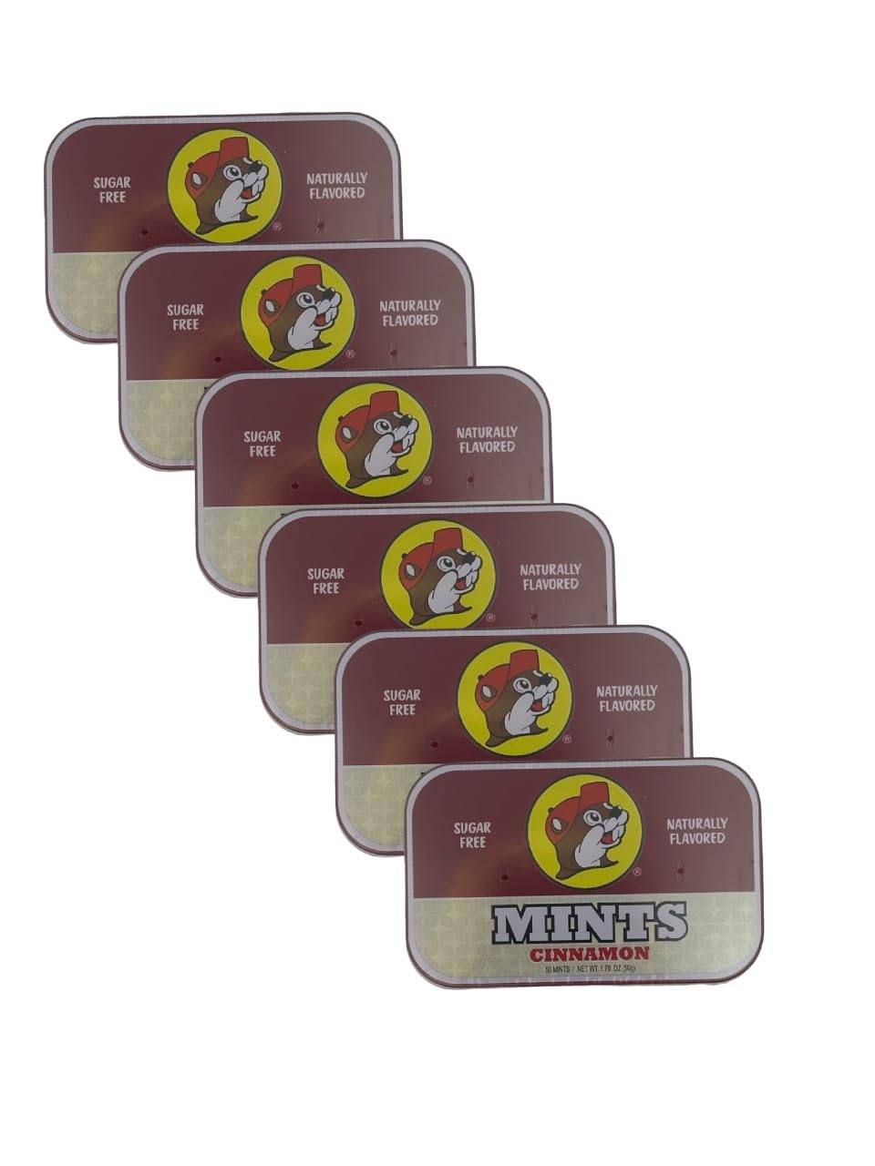 Buc-ee's Sugar Free & Gluten Free Cinnamon Mints - 6 Pack - Fresh Breath Mints for Travel, Work & After Meals