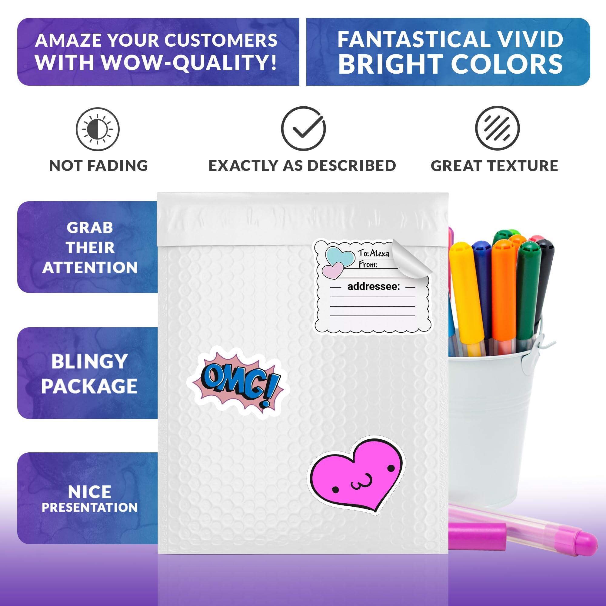 ABC PACK & SUPPLY 10.5x15 Inch Poly Bubble Mailers - 100 Pack White Self-Seal Padded Envelopes | Tear-Resistant & Waterproof Shipping Packaging for Small Business | Ideal for Books, Gifts, Ecommerce & Online Store Shipping