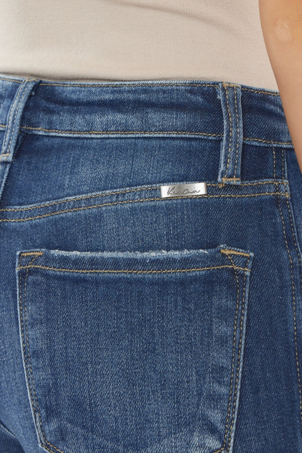 Kancan Women's High Waist Raw Hem Cropped Jeans - Trendy Distressed Denim Pants for Casual Outfits & Streetwear Fashion