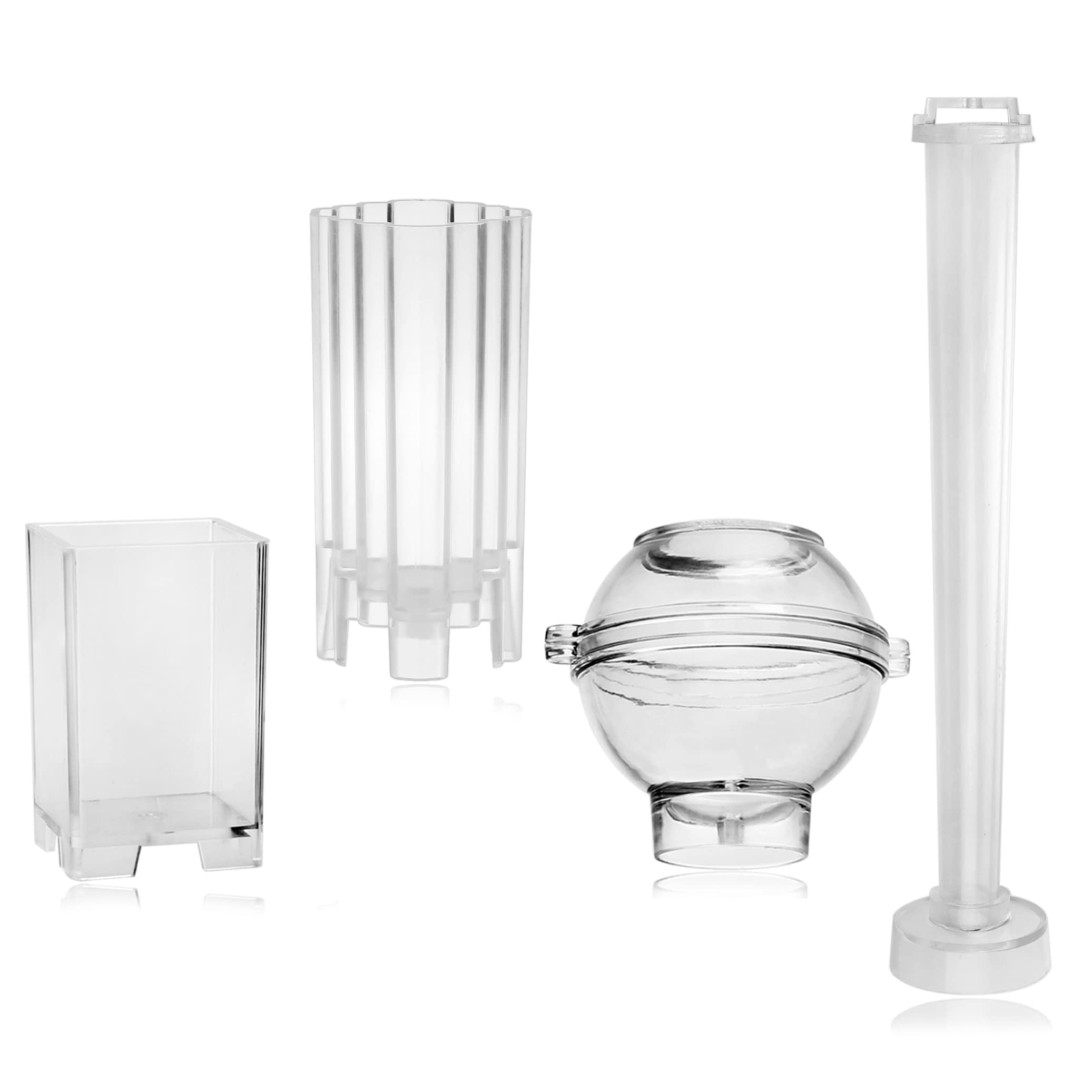 4-Piece Plastic Candle Making Kit - Classic Taper, Iceberg, Rectangle & Sphere Molds for Beeswax & Scented Candles - DIY Home Decor & Gift Making Supplies - Perfect for Holidays, Weddings & Relaxation